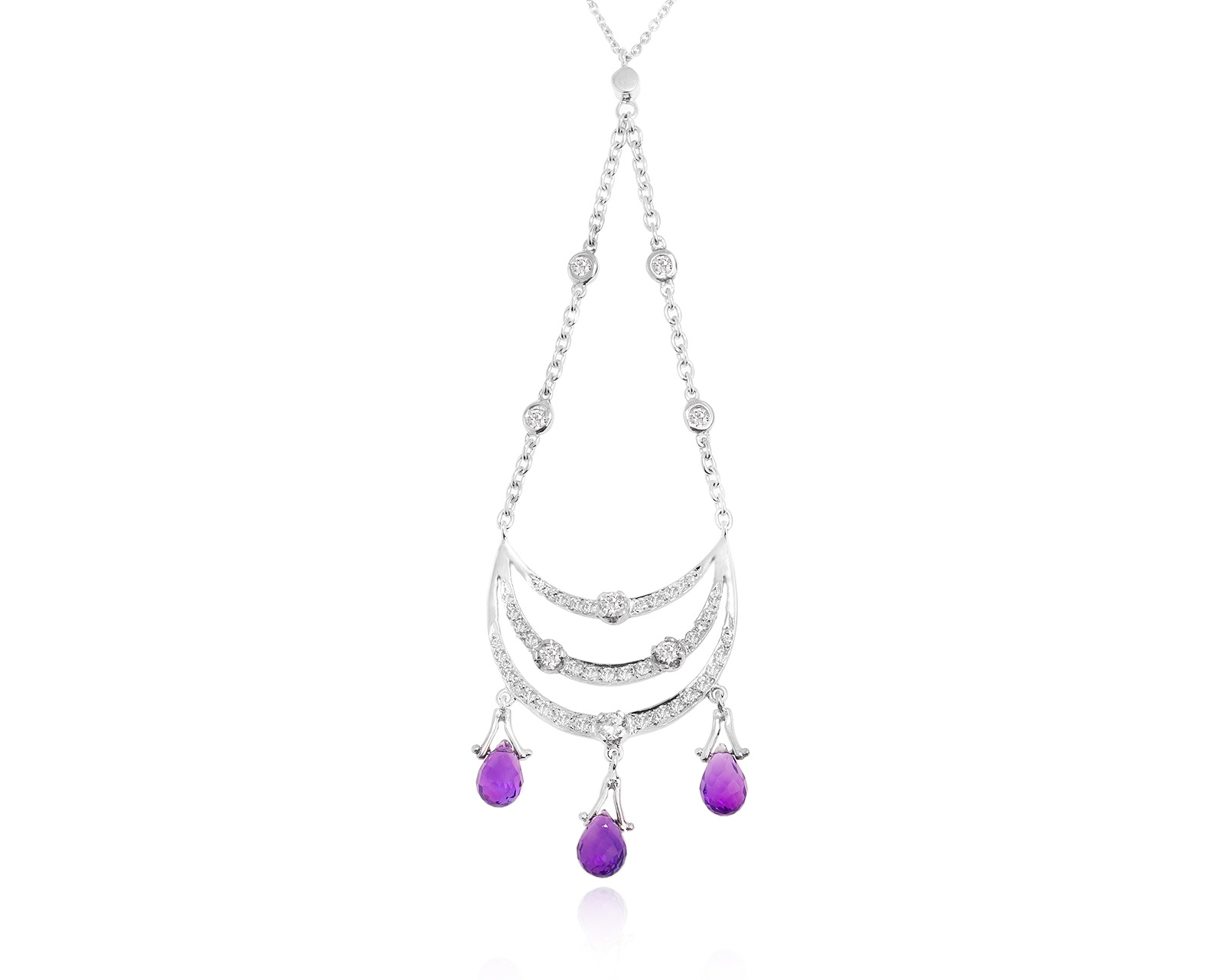 Золотое колье с аметистами 2.55ct и бриллиантами 0.79ct