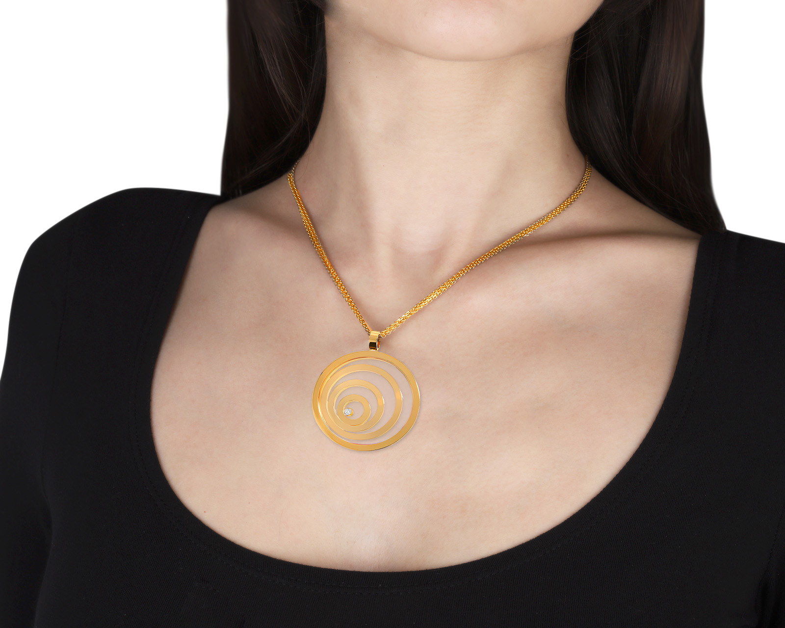 Оригинальное золотое колье c бриллиантом 0.10ct Chopard Happy Spirit Maxi