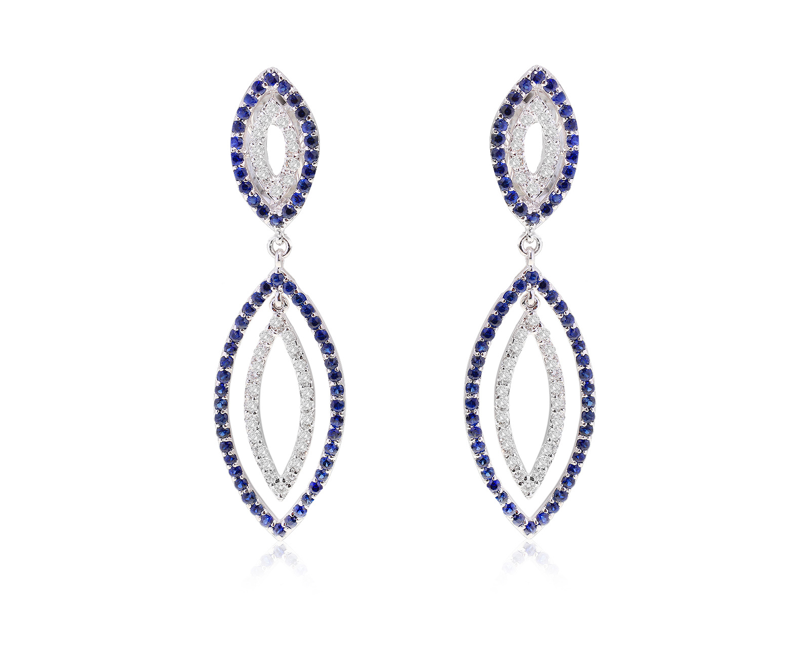 Золотые серьги с сапфирами 2.50ct и бриллиантами 0.86ct 190224/7