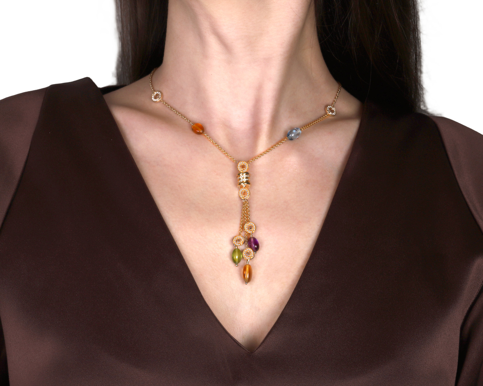 Оригинальное золотое колье Bvlgari B.Zero1 Multi-Gem