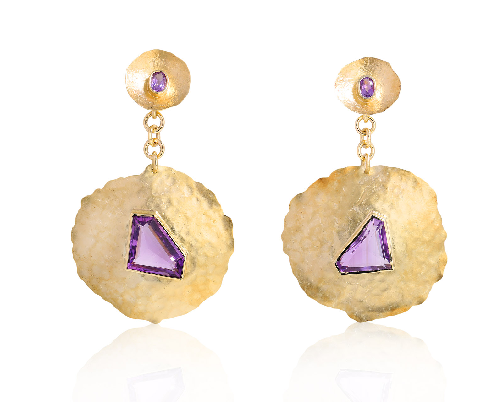 Оригинальные золотые серьги с аметистами 13.75ct German Kabirski 030625/2