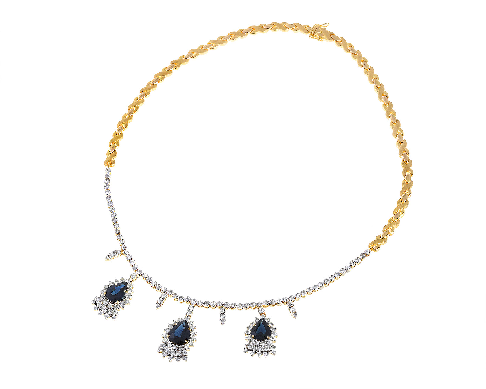 Золотое колье с сапфирами 10.60ct и бриллиантами 7.23ct 170221/КМ5