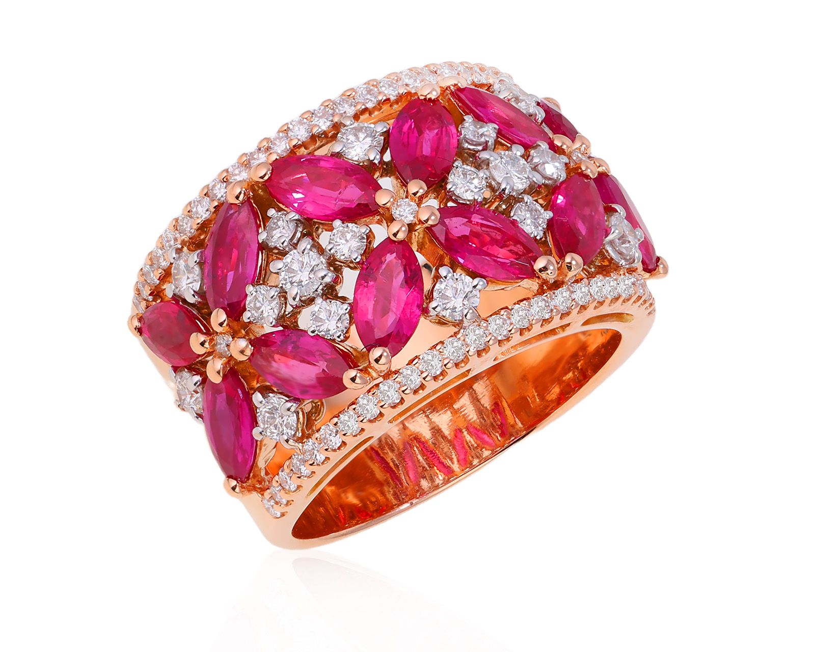 Оригинальное золотое кольцо с рубинами 3.20ct Moraglione 030825/8