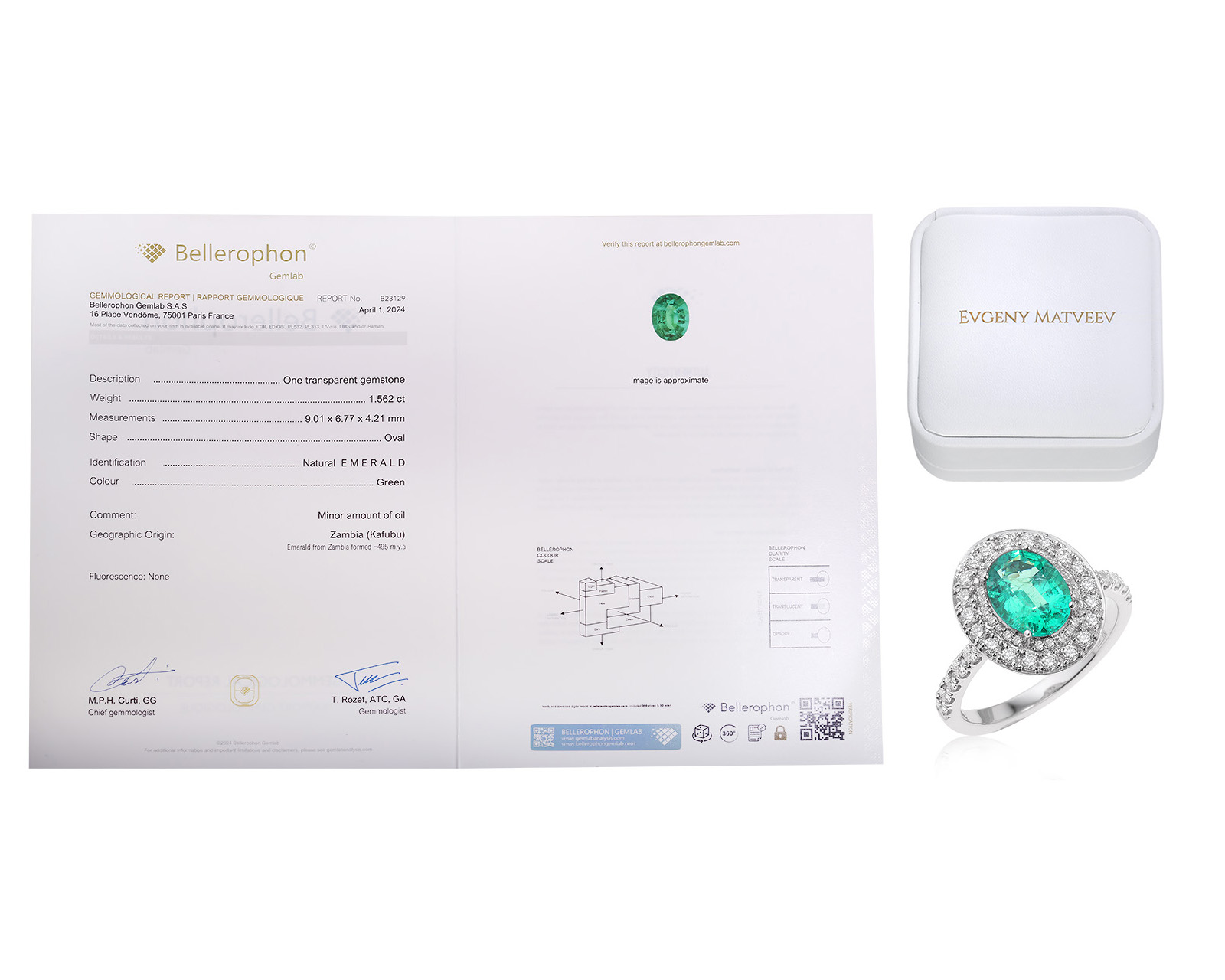 Золотое кольцо с изумрудом Замбия 1.56ct Evgeny Matveev