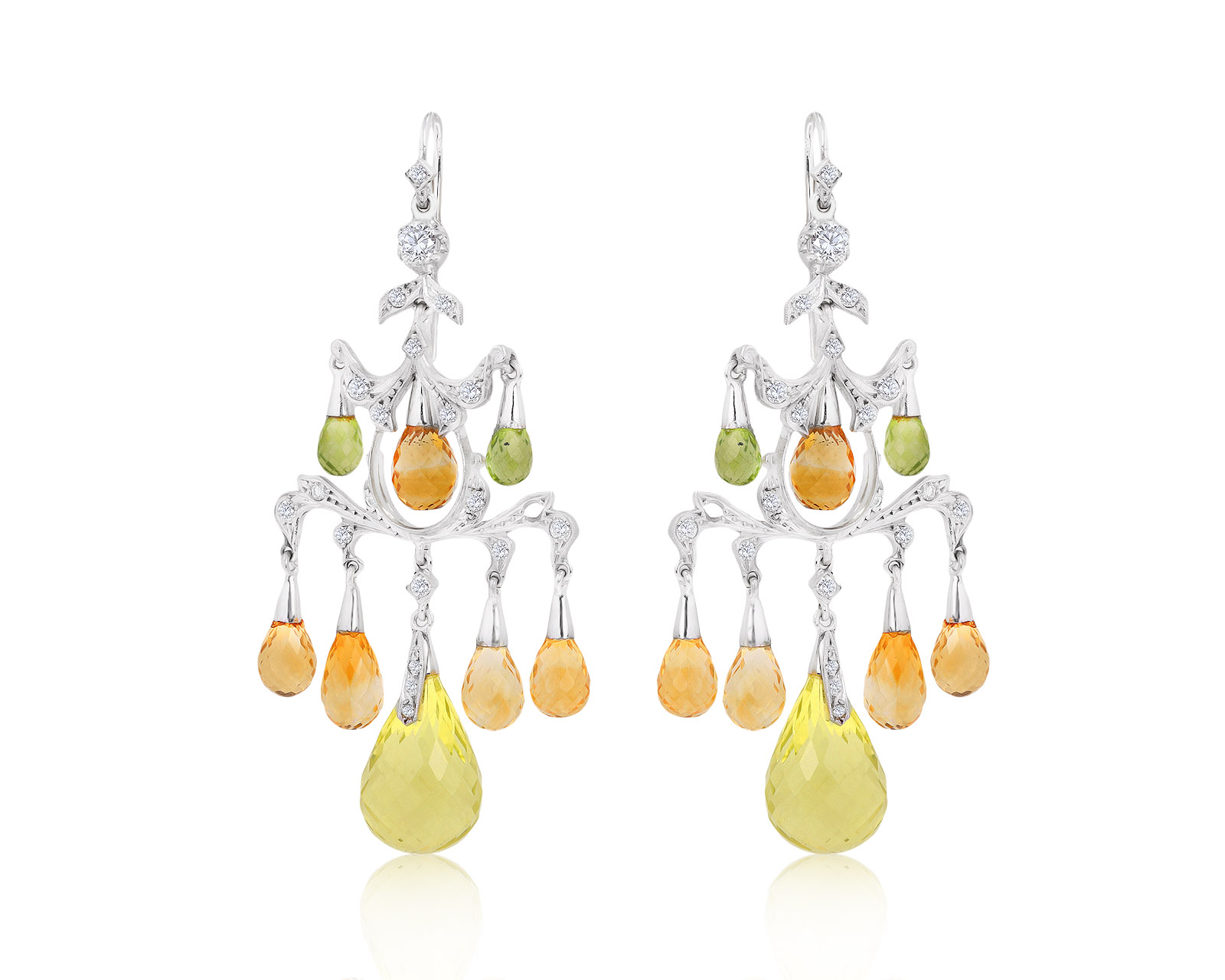 Превосходные золотые серьги с цитринами 31.57ct 300921/6