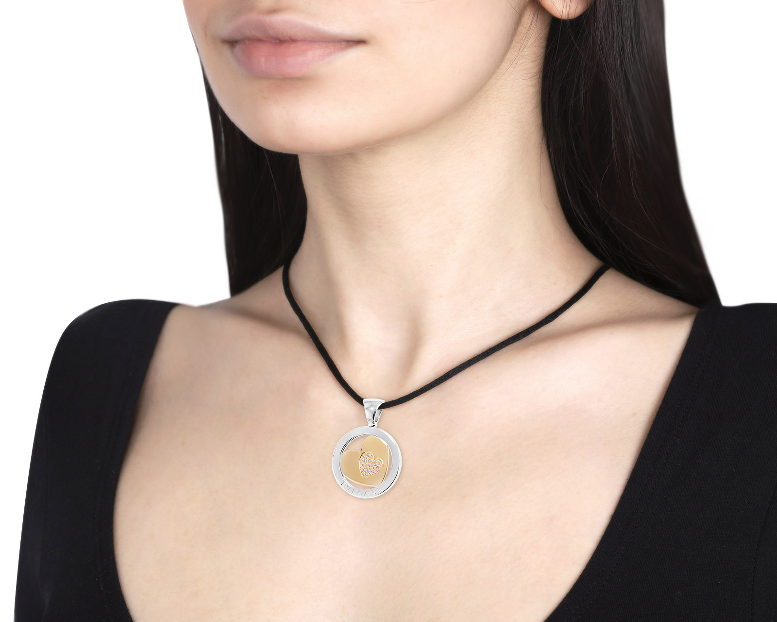 Оригинальный золотой кулон с бриллиантами 0.35ct Bvlgari Tondo Heart