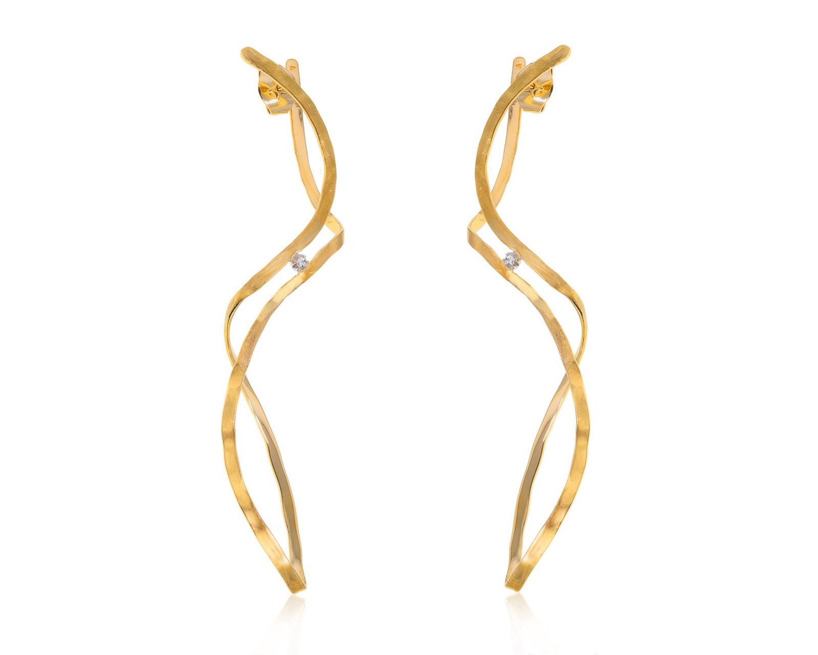 Оригинальные золотые серьги с бриллиантами 0.04ct H.Stern