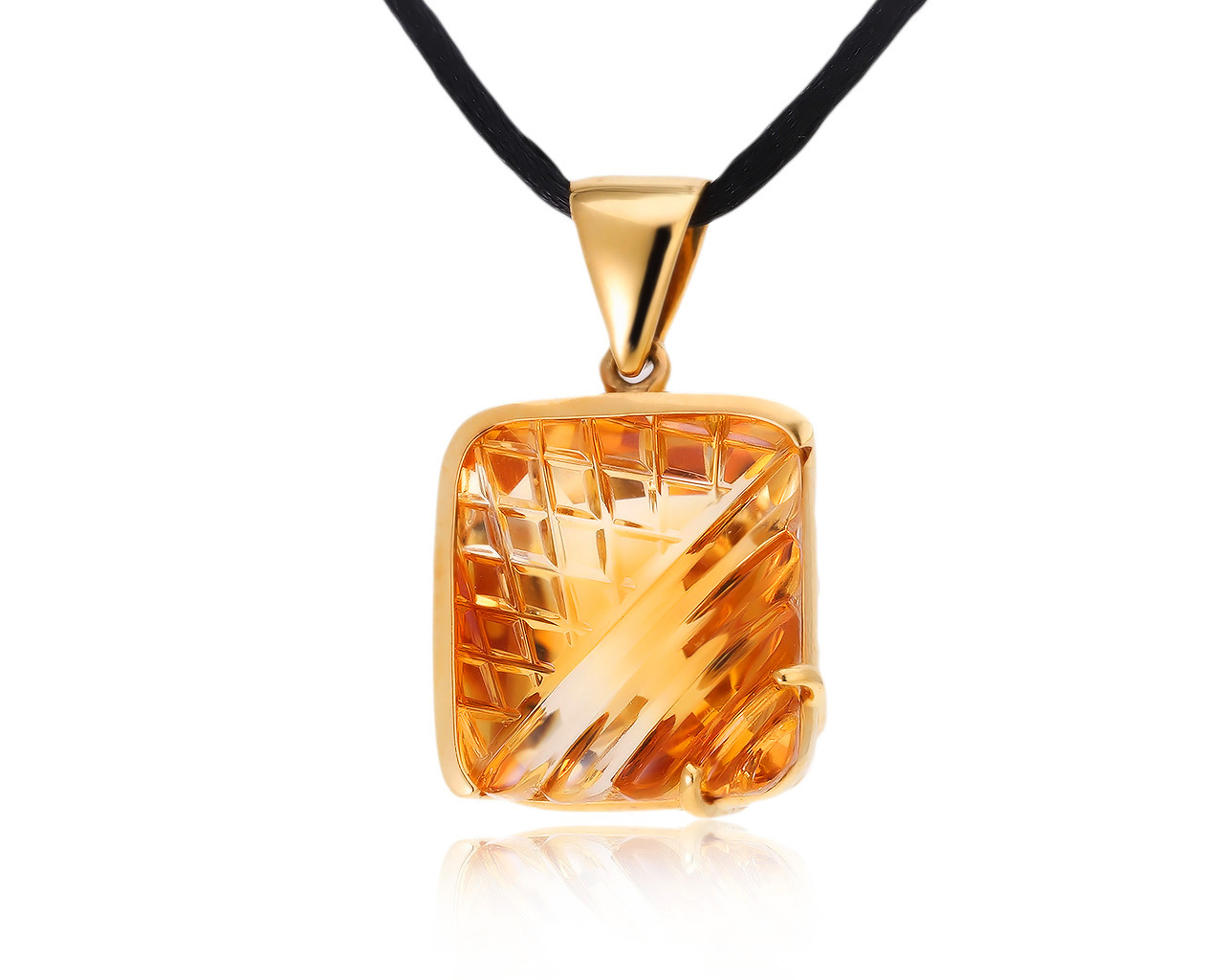 Безупречный золотой кулон с цитрином 26.65ct