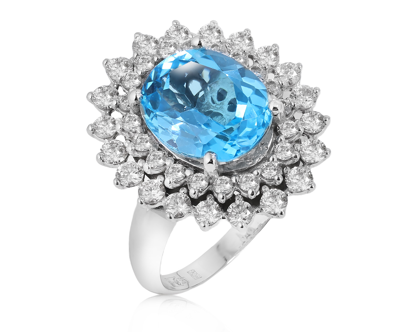 Золотое кольцо с топазом 5.93ct и бриллиантами 1.22ct 040725/17