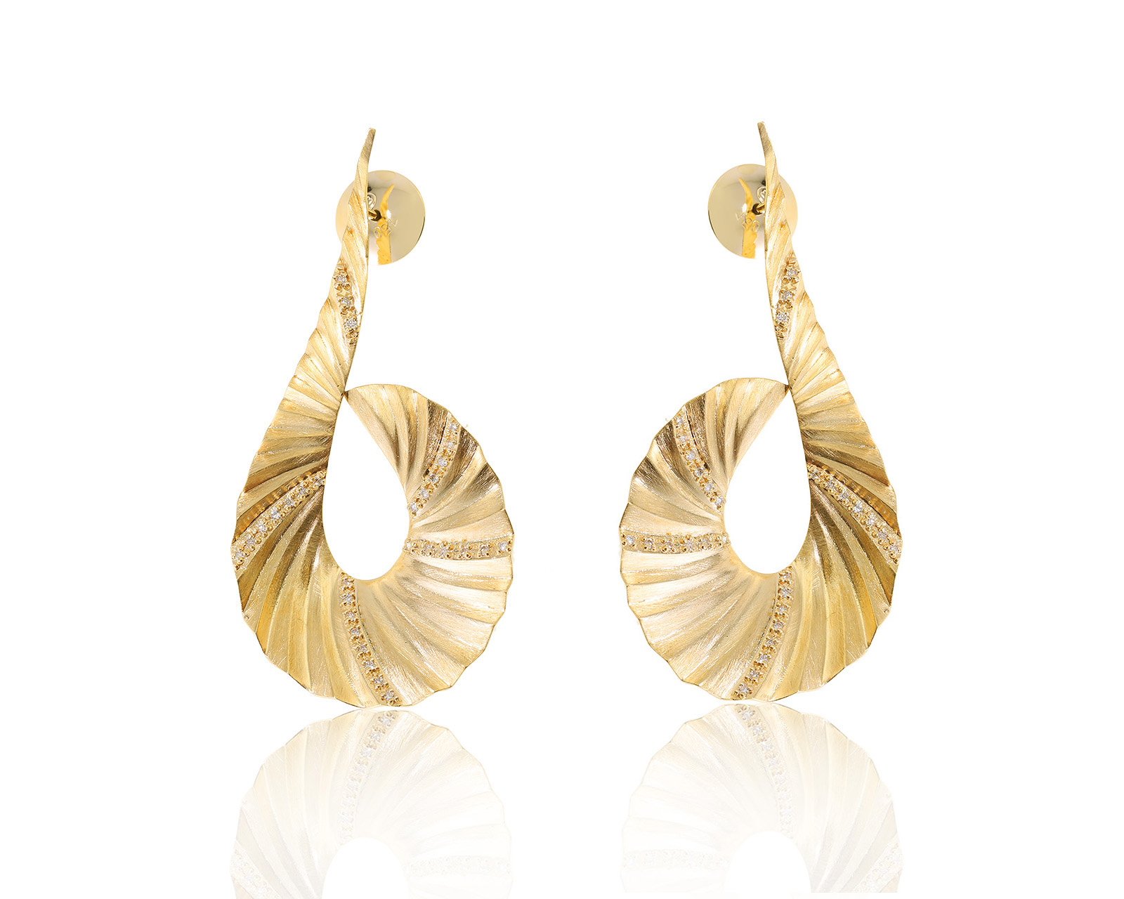 Оригинальные золотые серьги с бриллиантами 0.30ct Gold Of Brazil Origami 040523/4