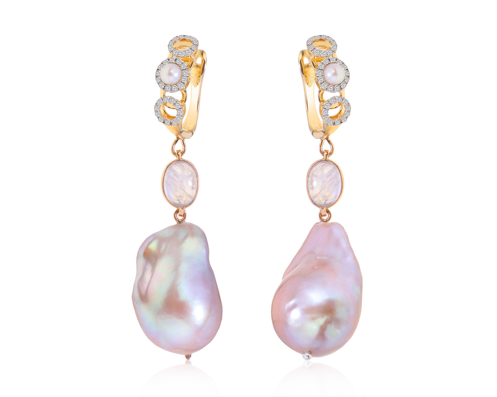 Потрясающие золотые серьги с жемчугом 22*16 мм 111021/7