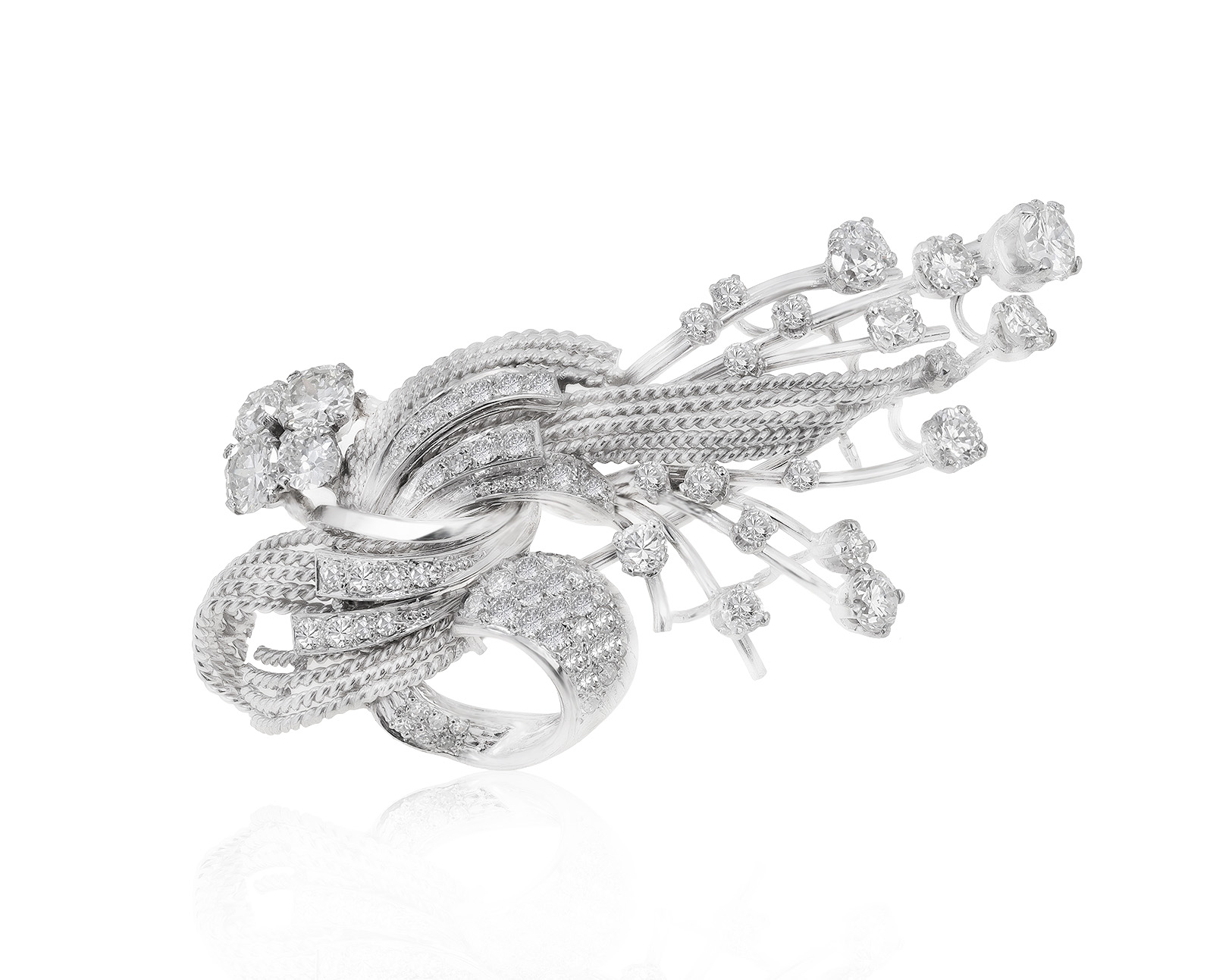 Роскошная золотая брошь с бриллиантами 4.38ct