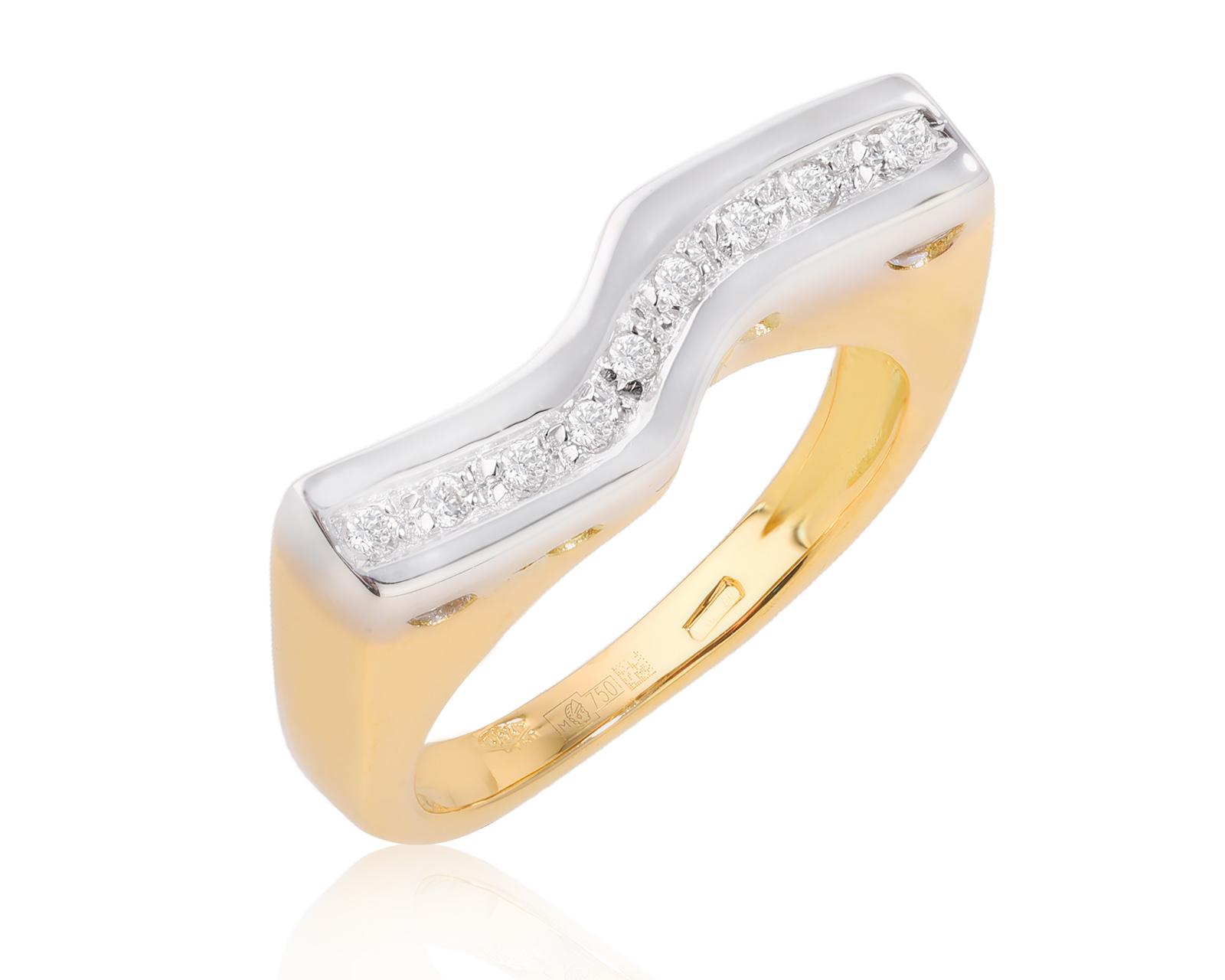 Оригинальное золотое кольцо с бриллиантами 0.09ct Biko 011224/7