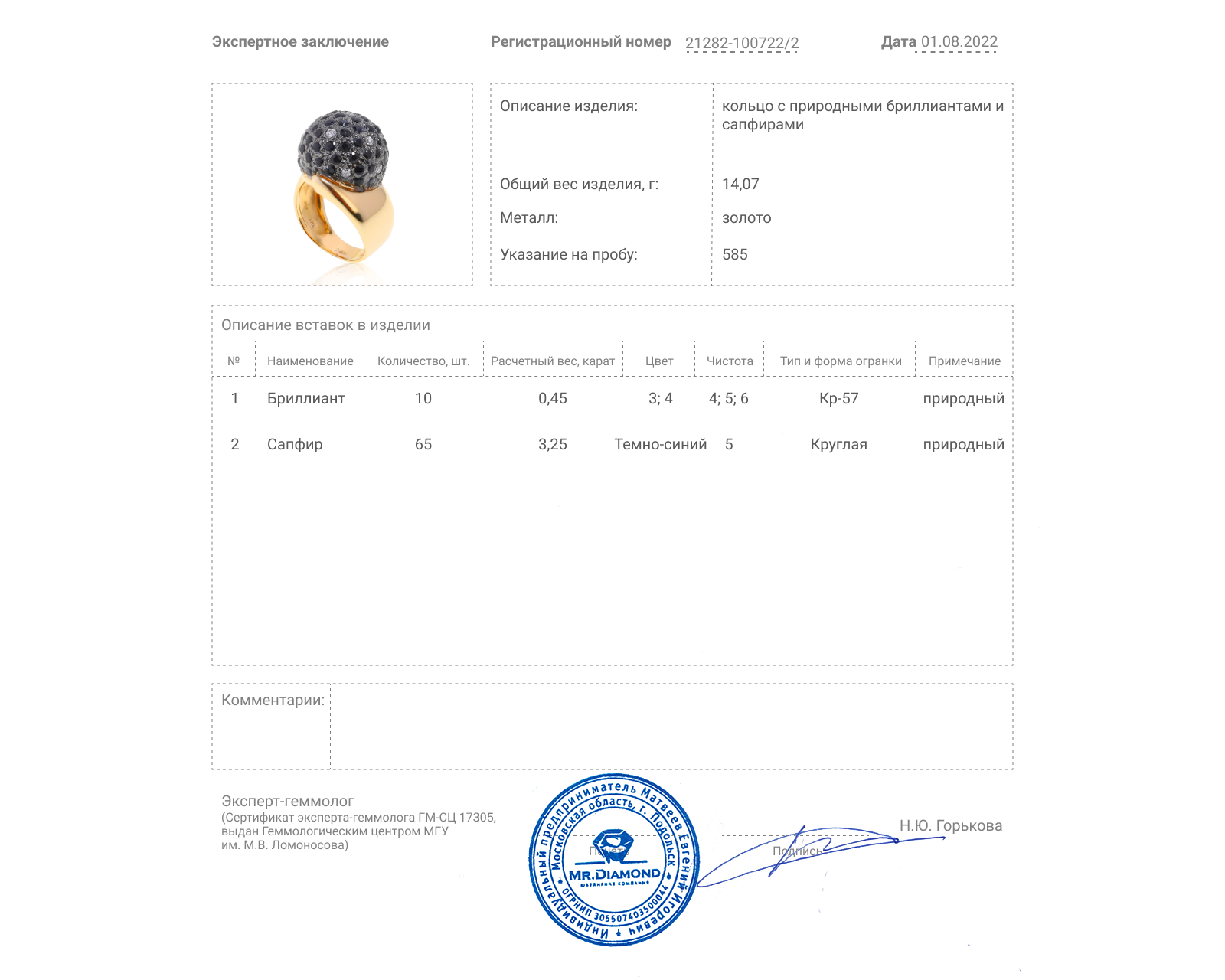 Притягательное золотое кольцо с сапфирами 3.25ct