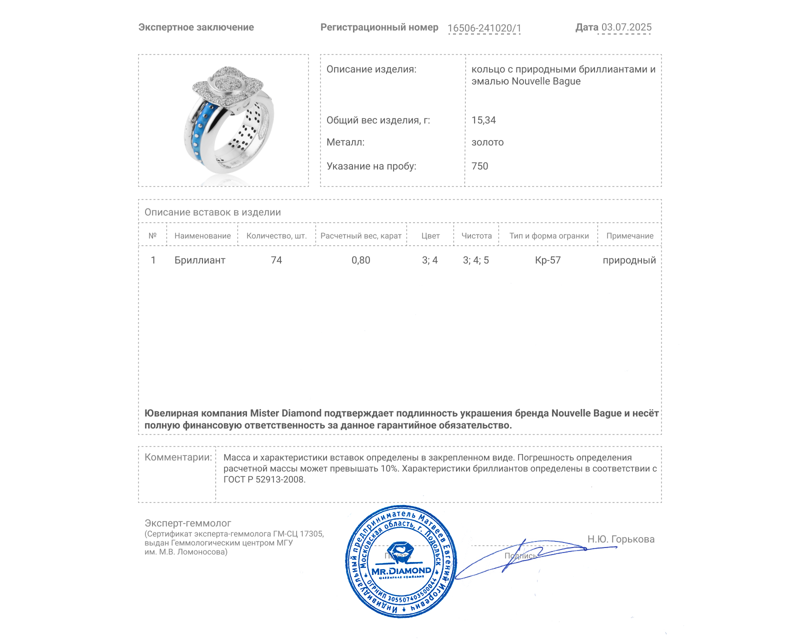 Оригинальное золотое кольцо с бриллиантами 0.80ct Nouvelle Bague