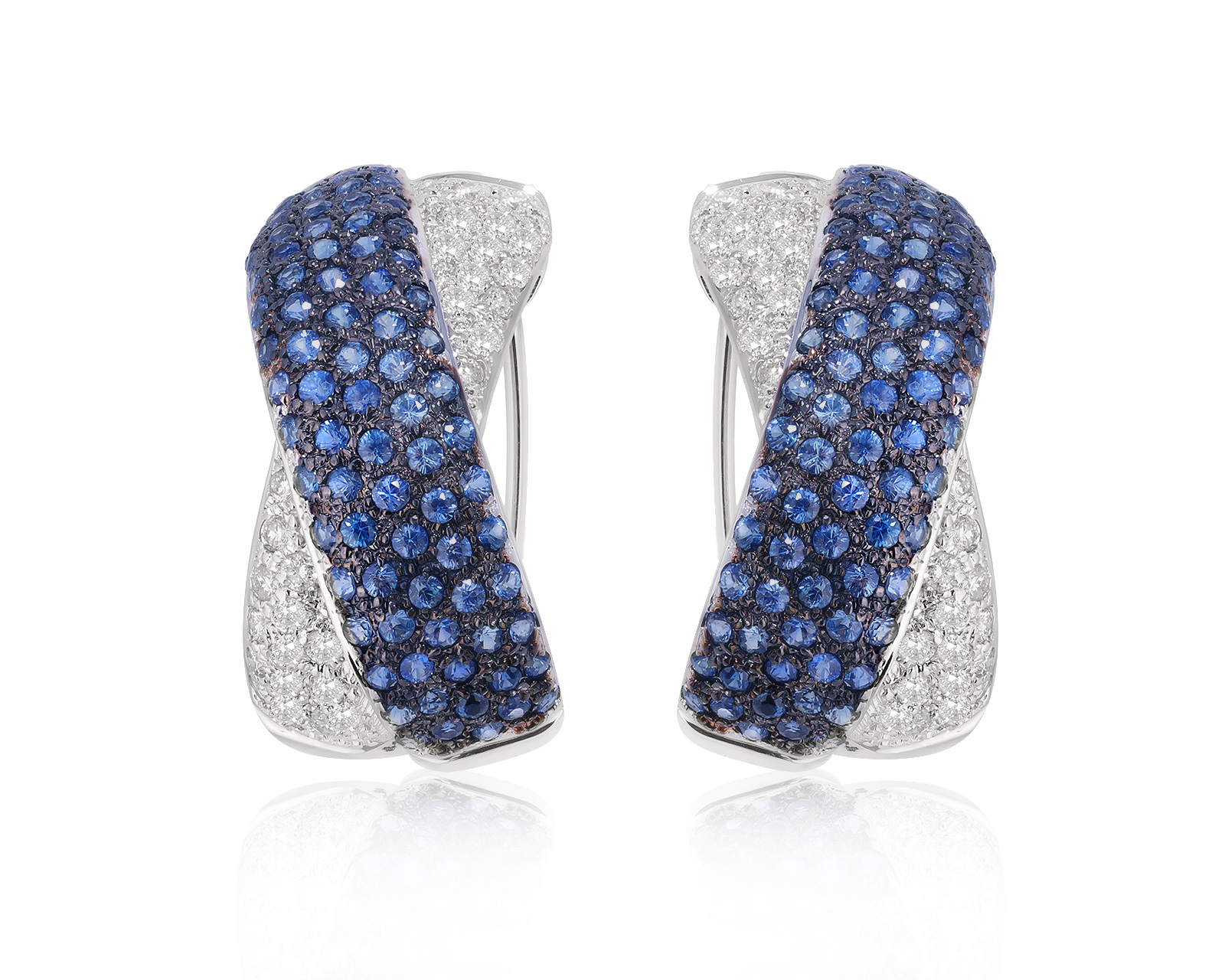 Золотые серьги с сапфирами 4.68ct и бриллиантами 1.12ct 160125/4