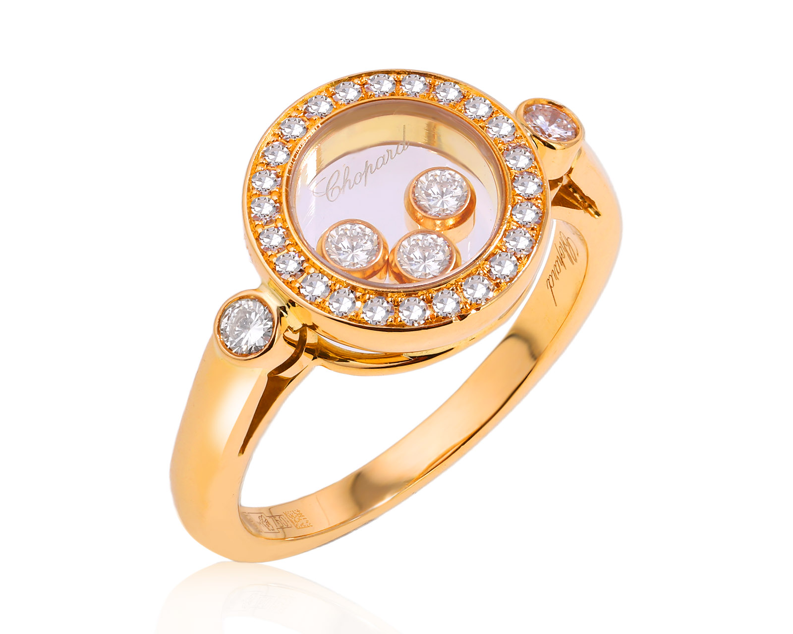 Оригинальное золотое кольцо Chopard Happy Diamonds
