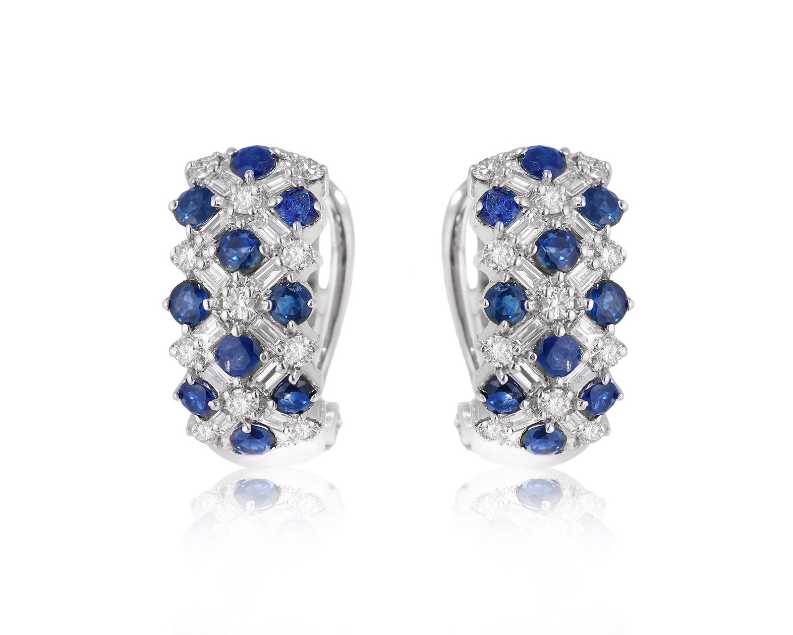 Золотые серьги с сапфирами 1.60ct и бриллиантами 1.44ct 111224/2