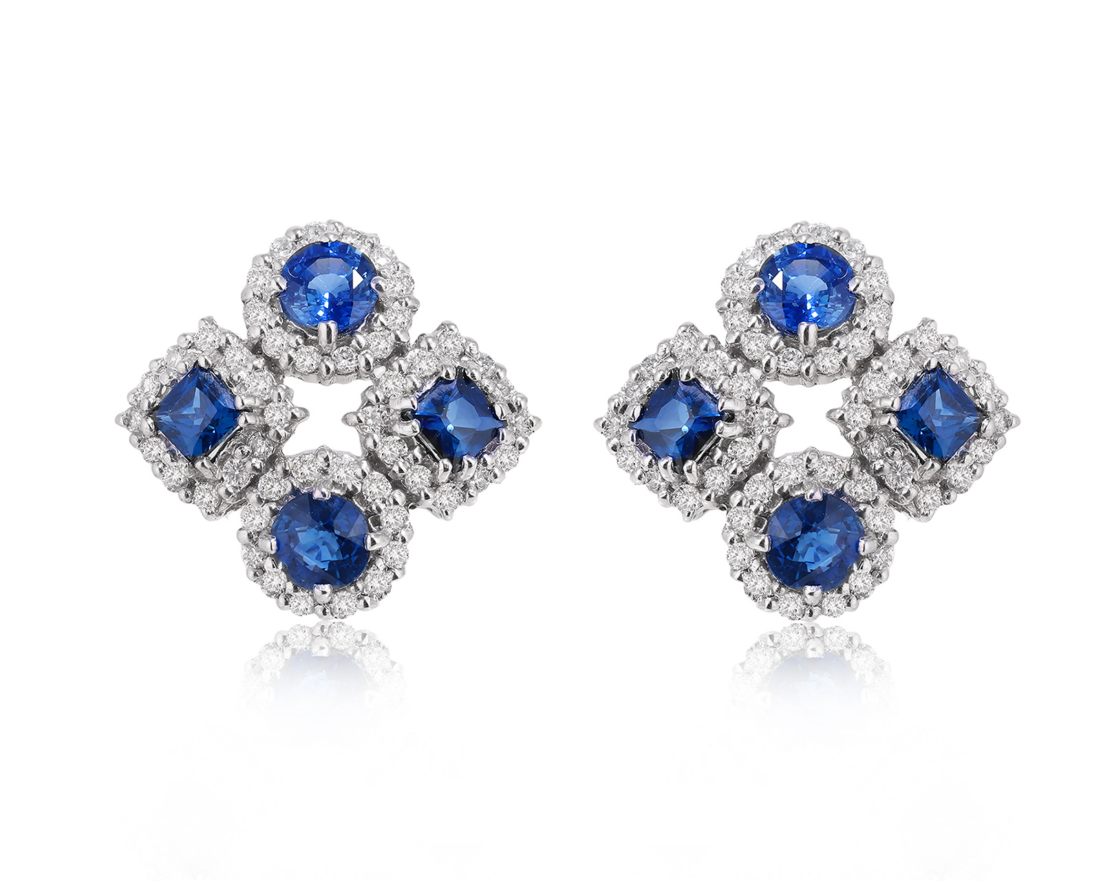 Золотые серьги с сапфирами 2.70ct и бриллиантами 0.96ct 140225/6