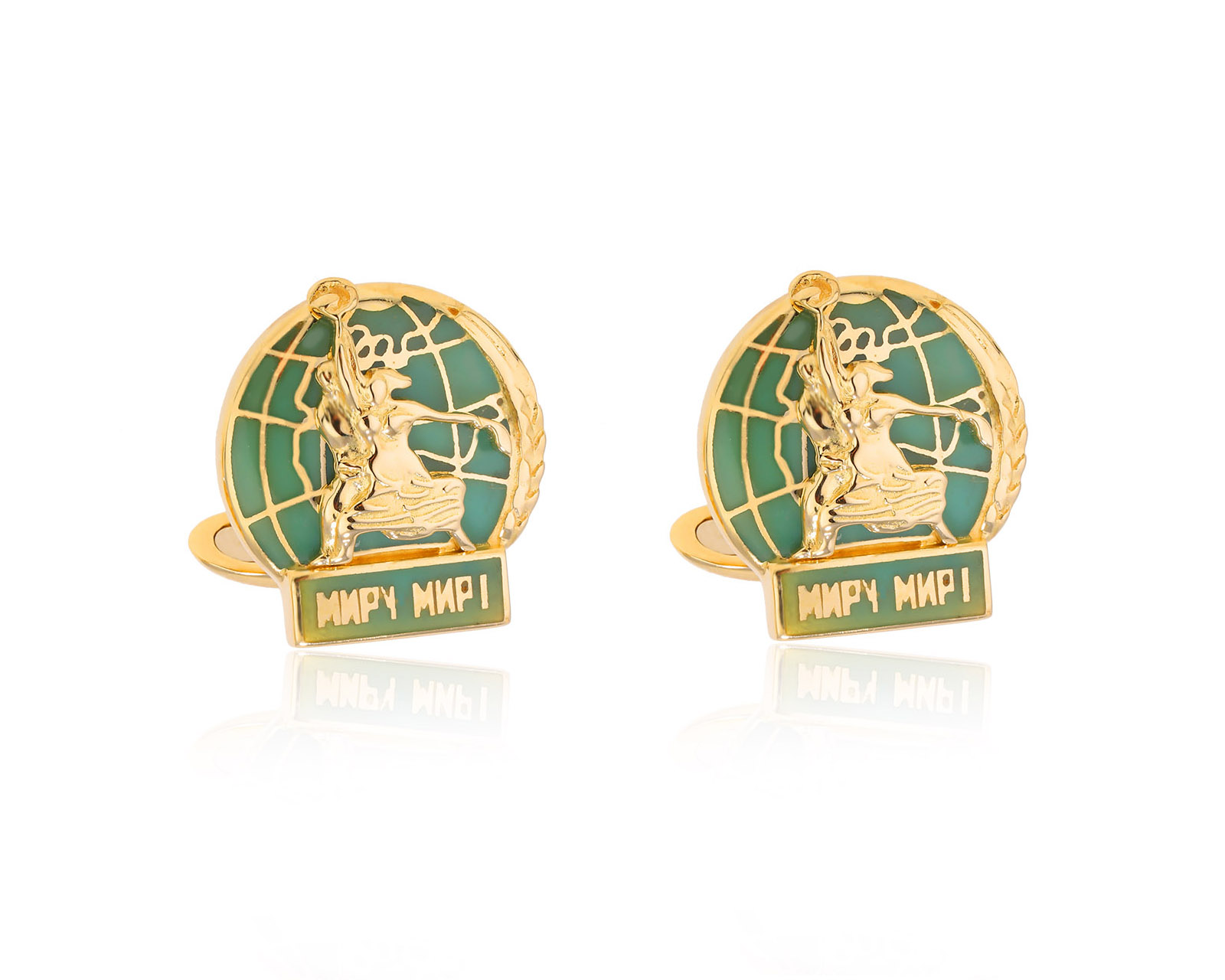 Оригинальные золотые запонки Gourji Миру Мир
