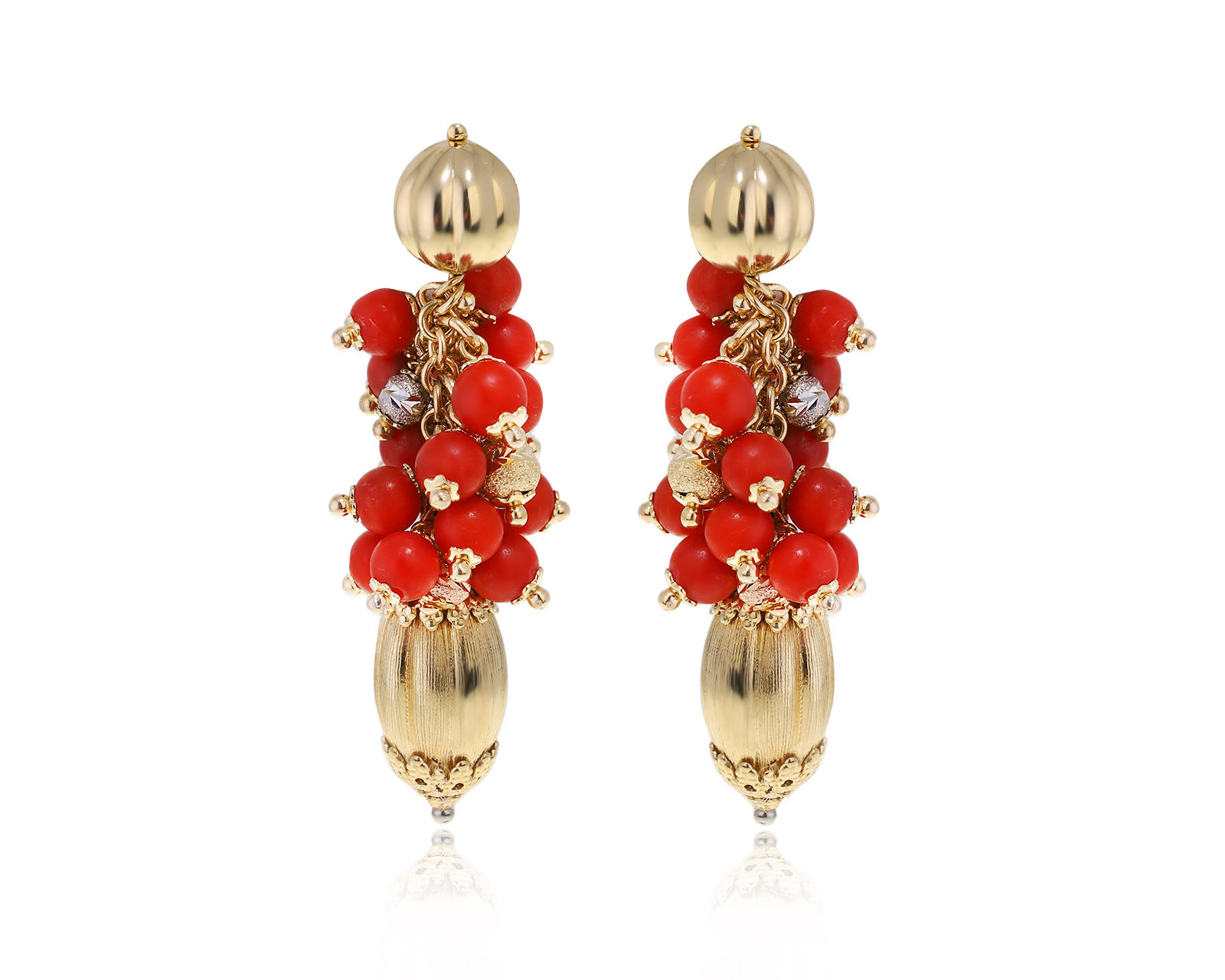 Оригинальные золотые серьги с кораллами 13.50ct Garfarino Mario 270324/5