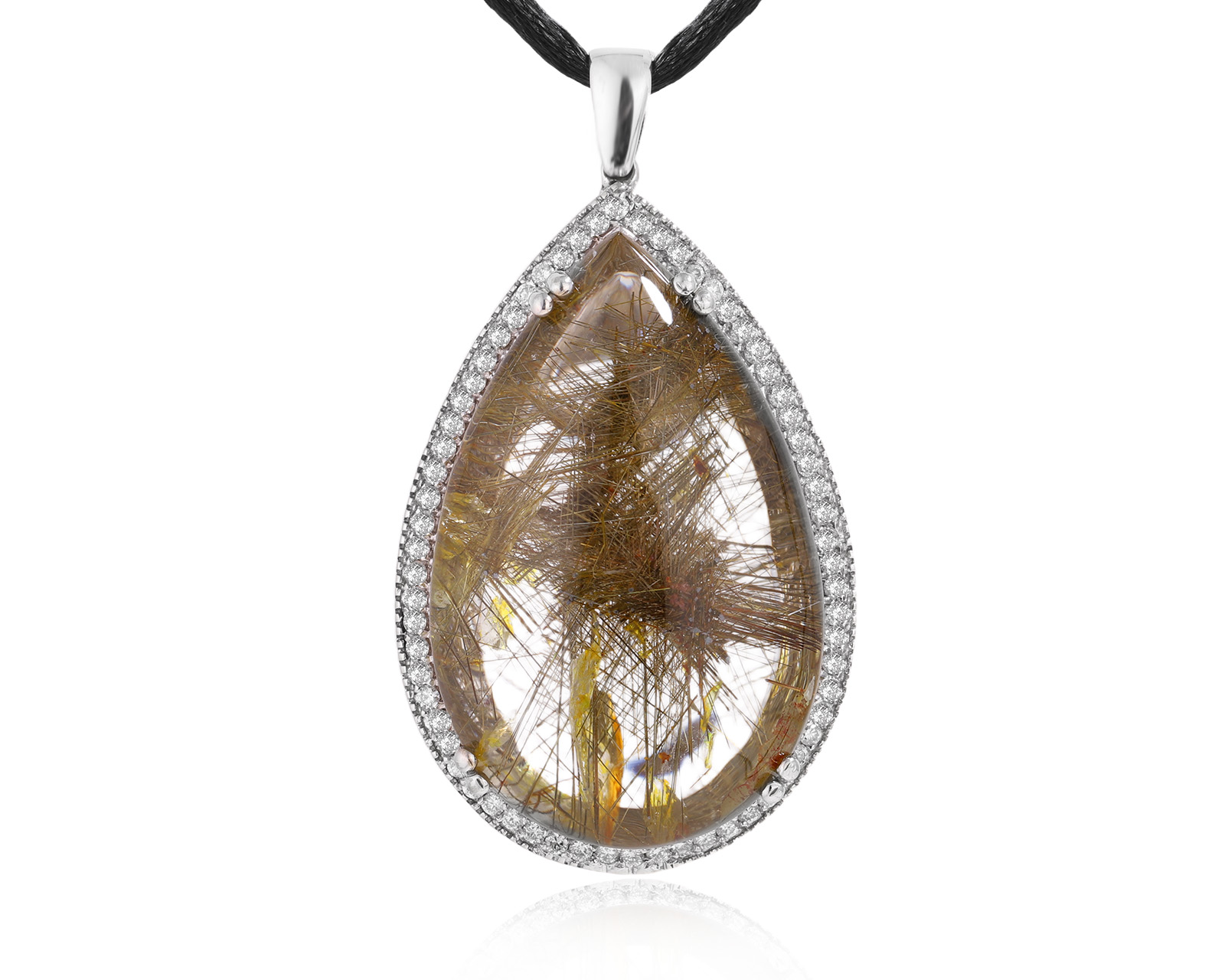 Золотой кулон с кварцем волосатиком 78.40ct 260225/1