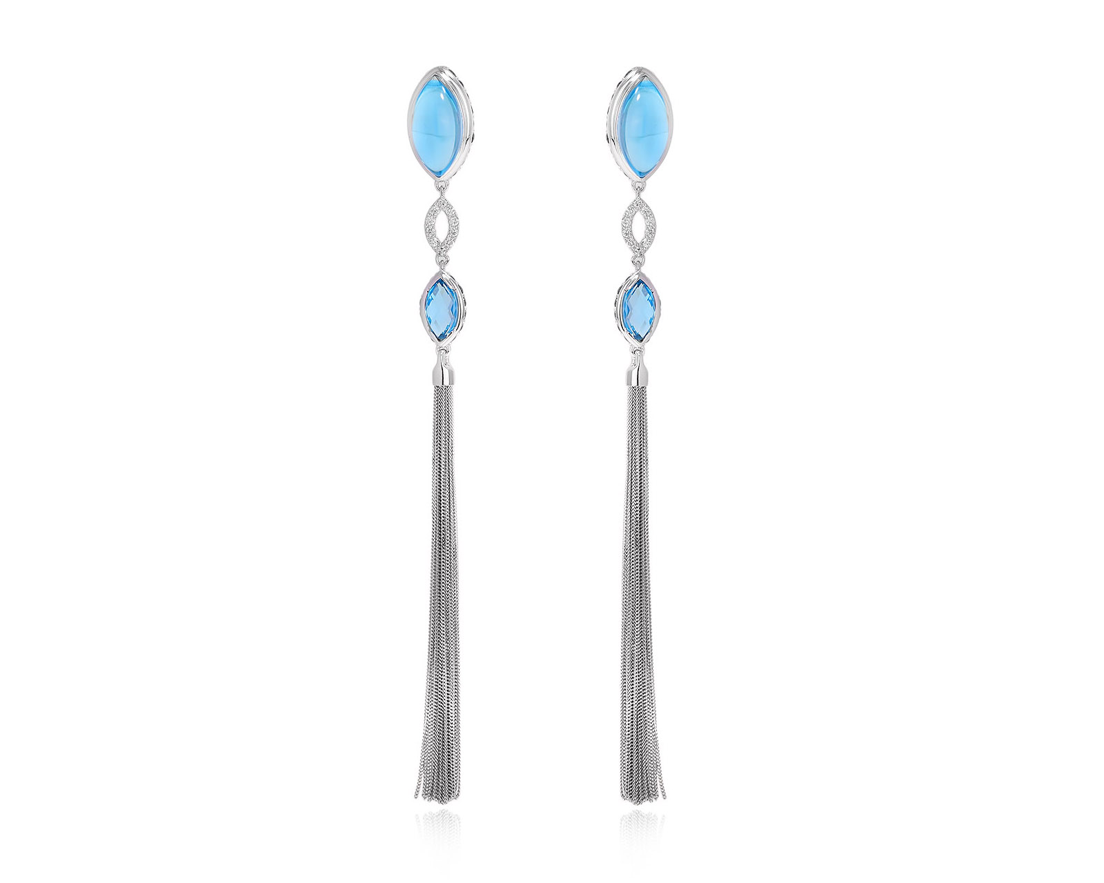 Золотые серьги с топазами 12.10ct и сапфирами 2.10ct 080825/3