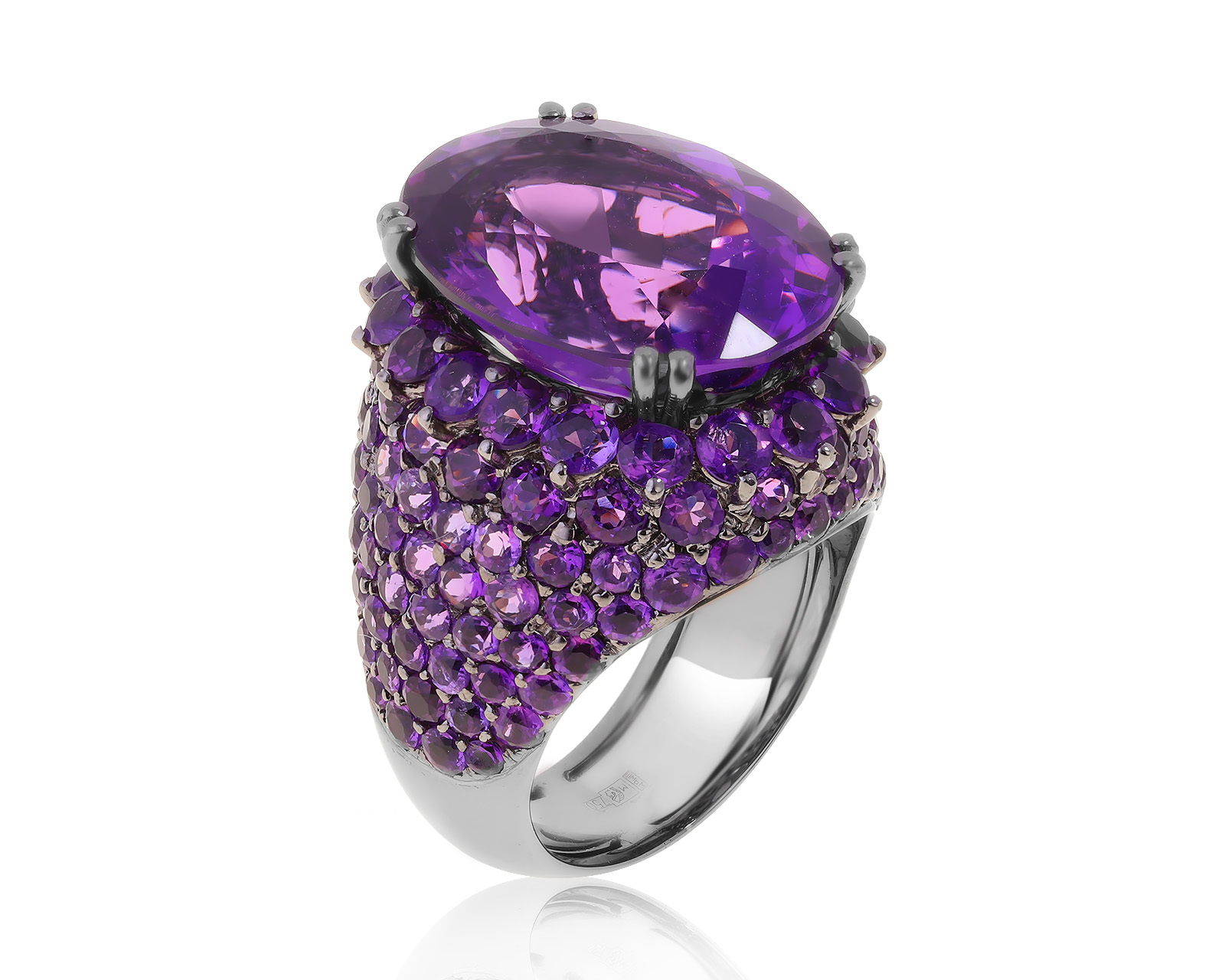 Оригинальное золотое кольцо с аметистами 22.02ct Adler 100322/9