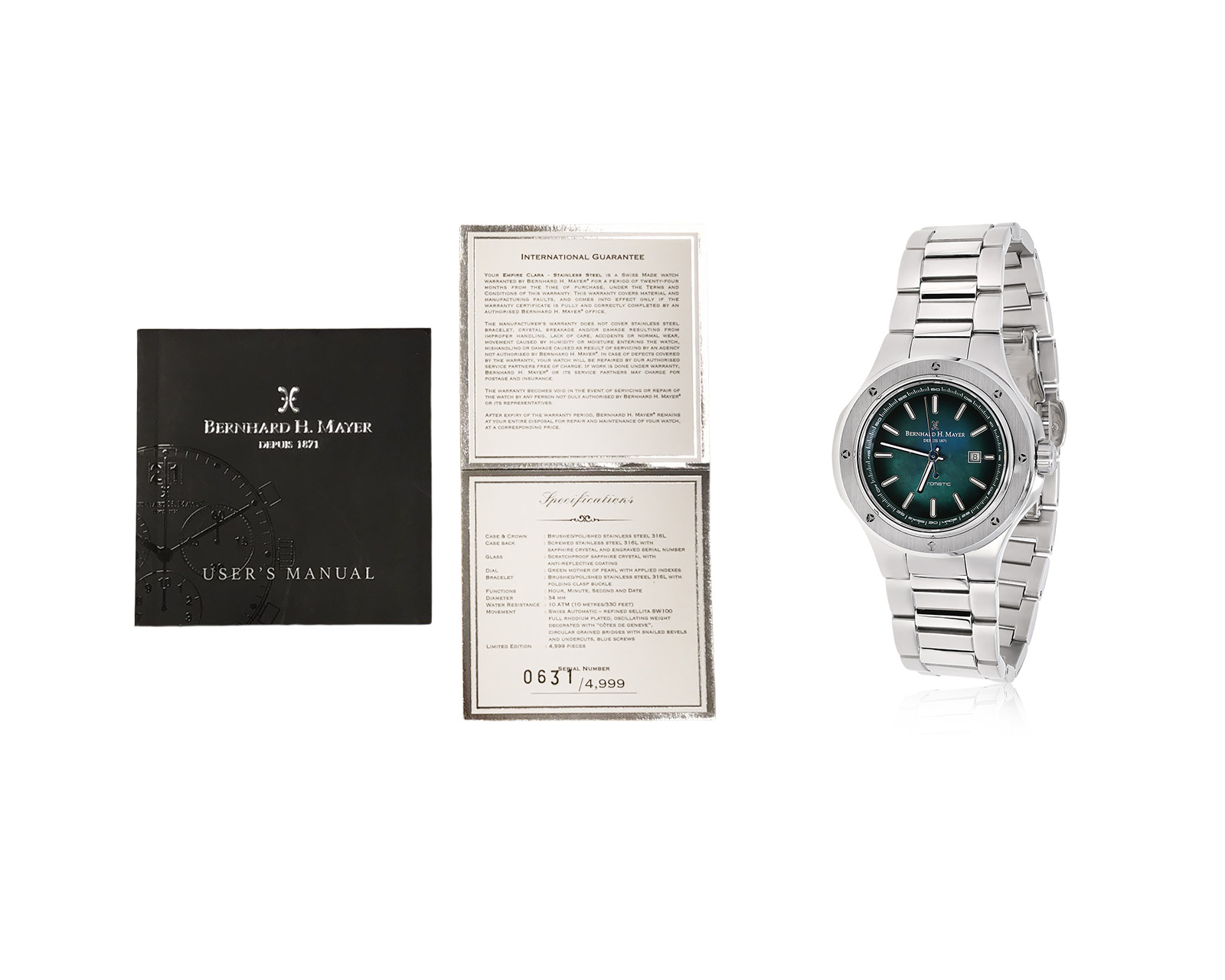 Оригинальные стальные часы Bernhard H. Mayer Empire Clara