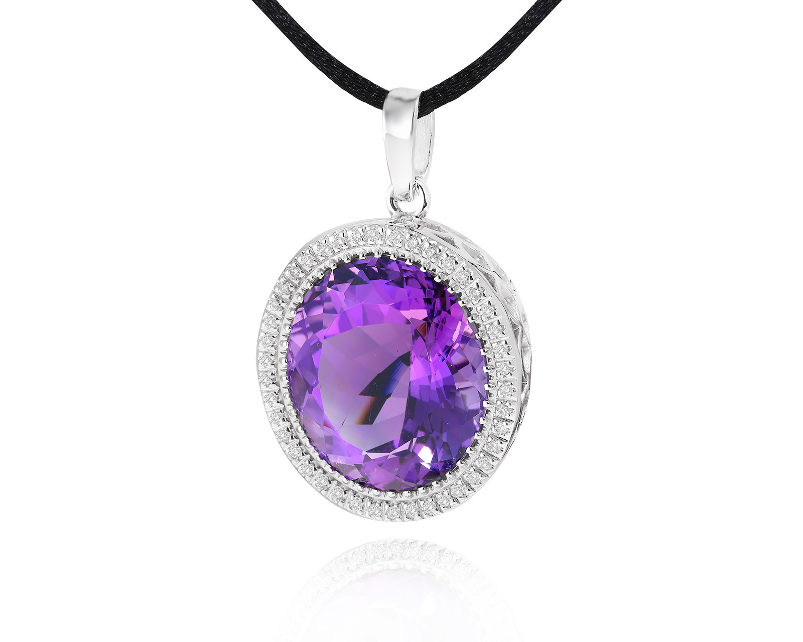 Золотой кулон с аметистом 41.10ct и бриллиантами 0.50ct 190224/10