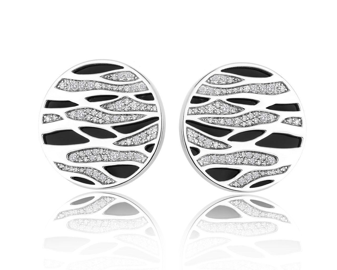 Идеальные золотые серьги с ониксом и бриллиантами 0.80ct 210318/1