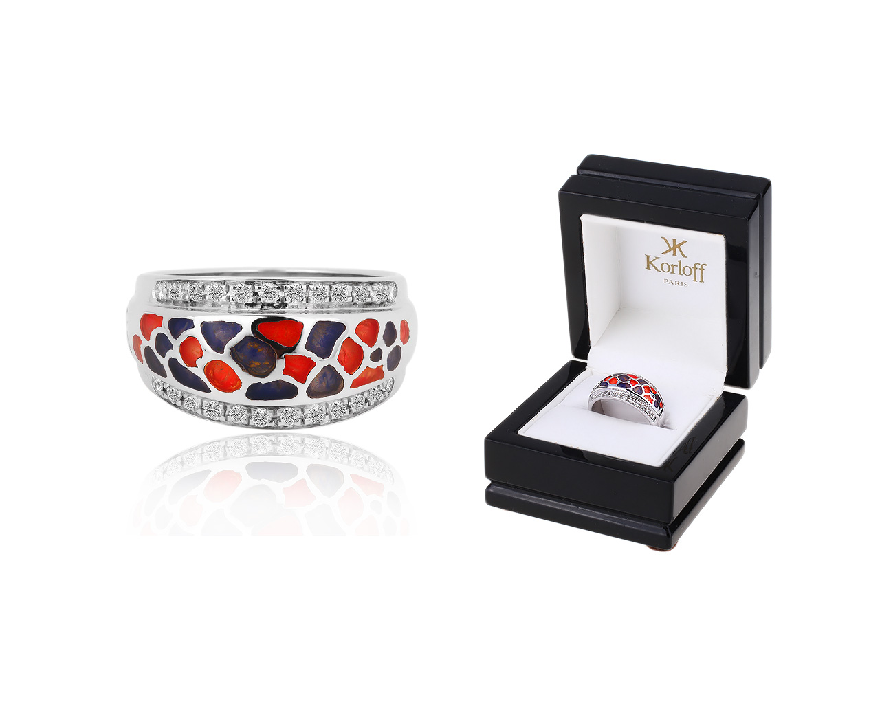 Золотое кольцо с эмалями и бриллиантами 0.27ct Korloff