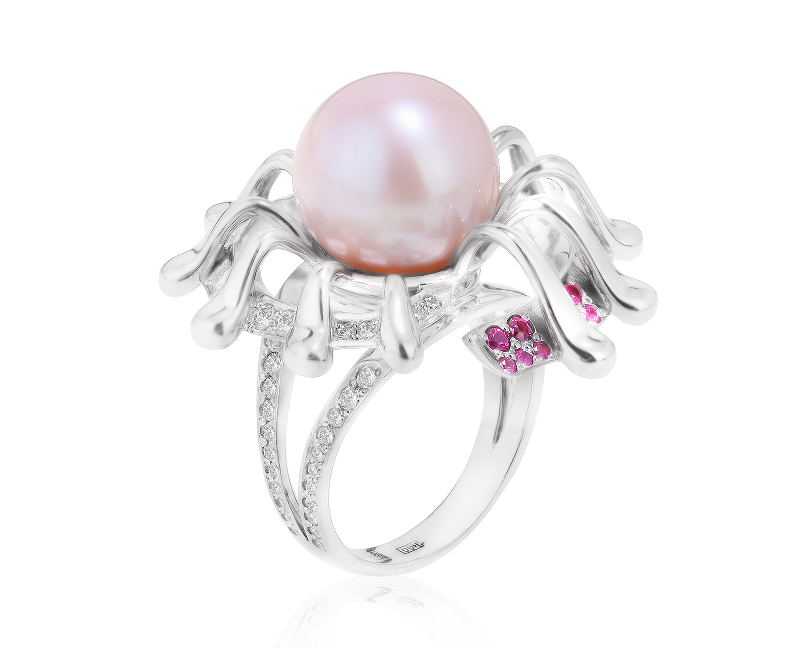 Великолепное золотое кольцо с жемчугом 12.15 мм