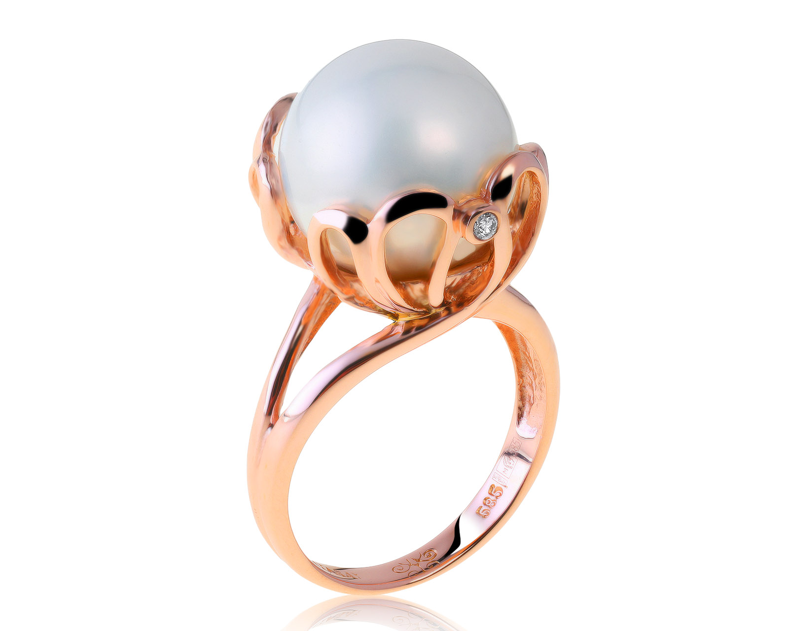 Оригинальное золотое кольцо с жемчугом 13.60 мм Atasay 180821/2