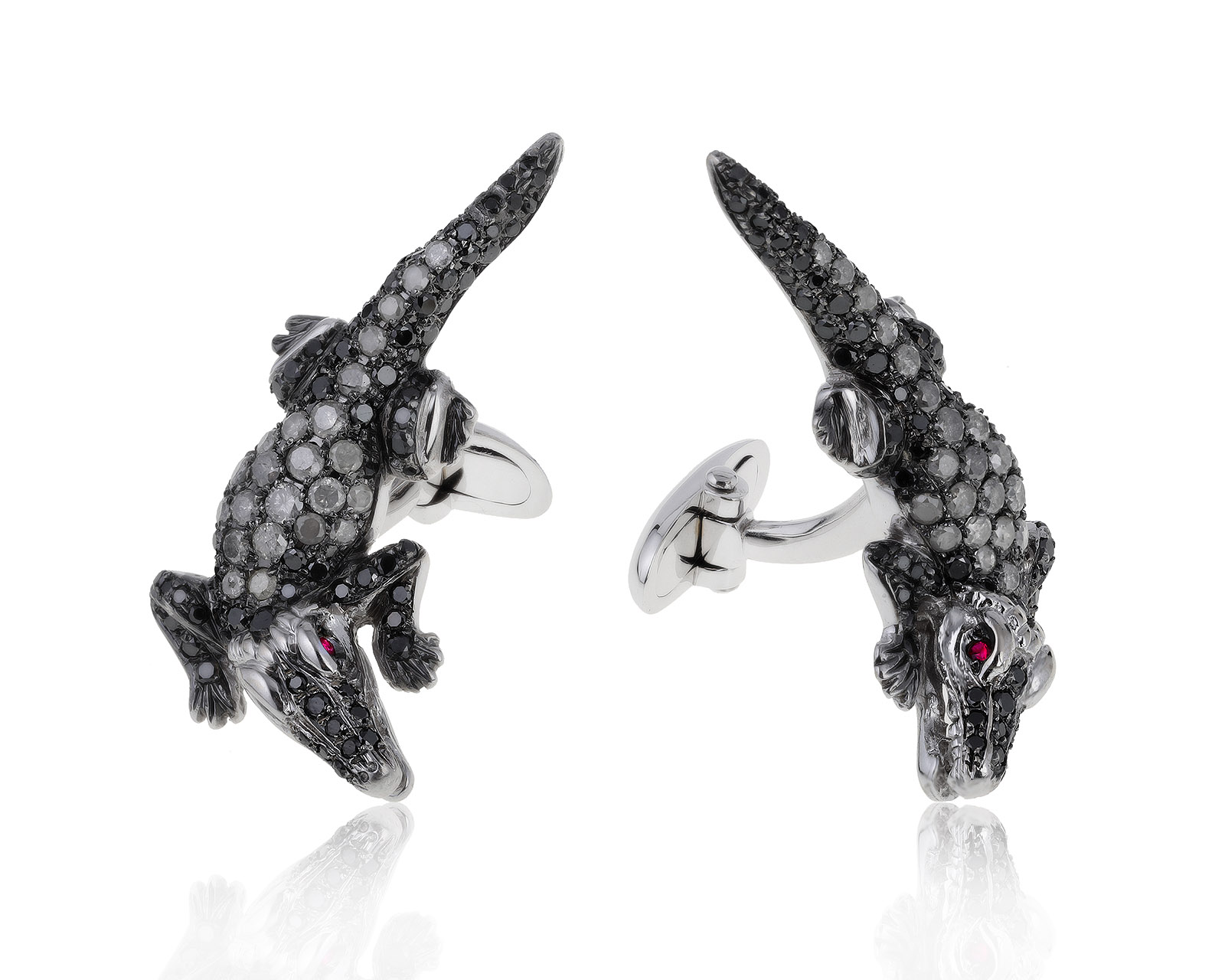 Оригинальные золотые запонки с бриллиантами 3.98ct Paolo Piovan Coccodrillo 210721/6