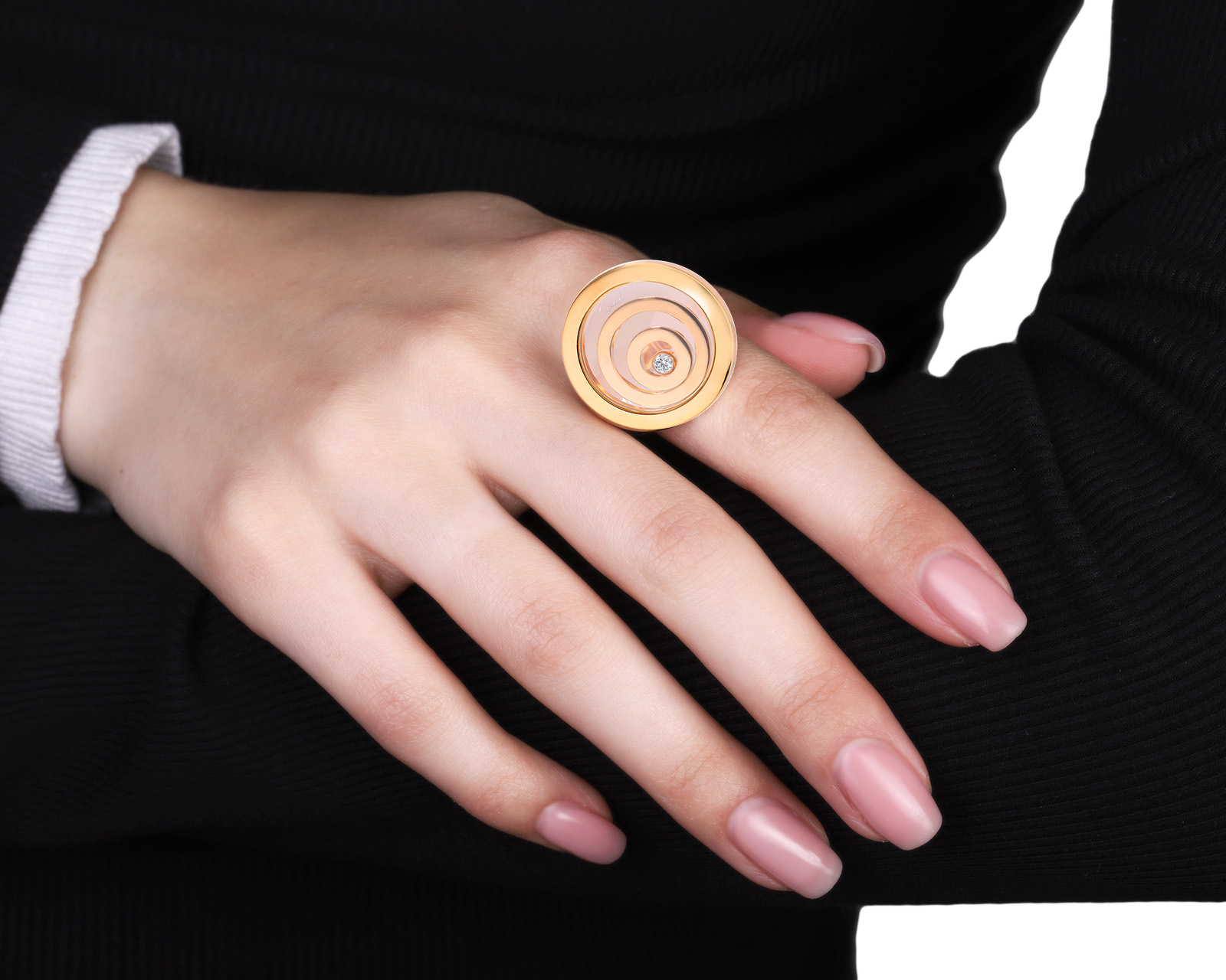 Оригинальное золотое кольцо Chopard Happy Spirit