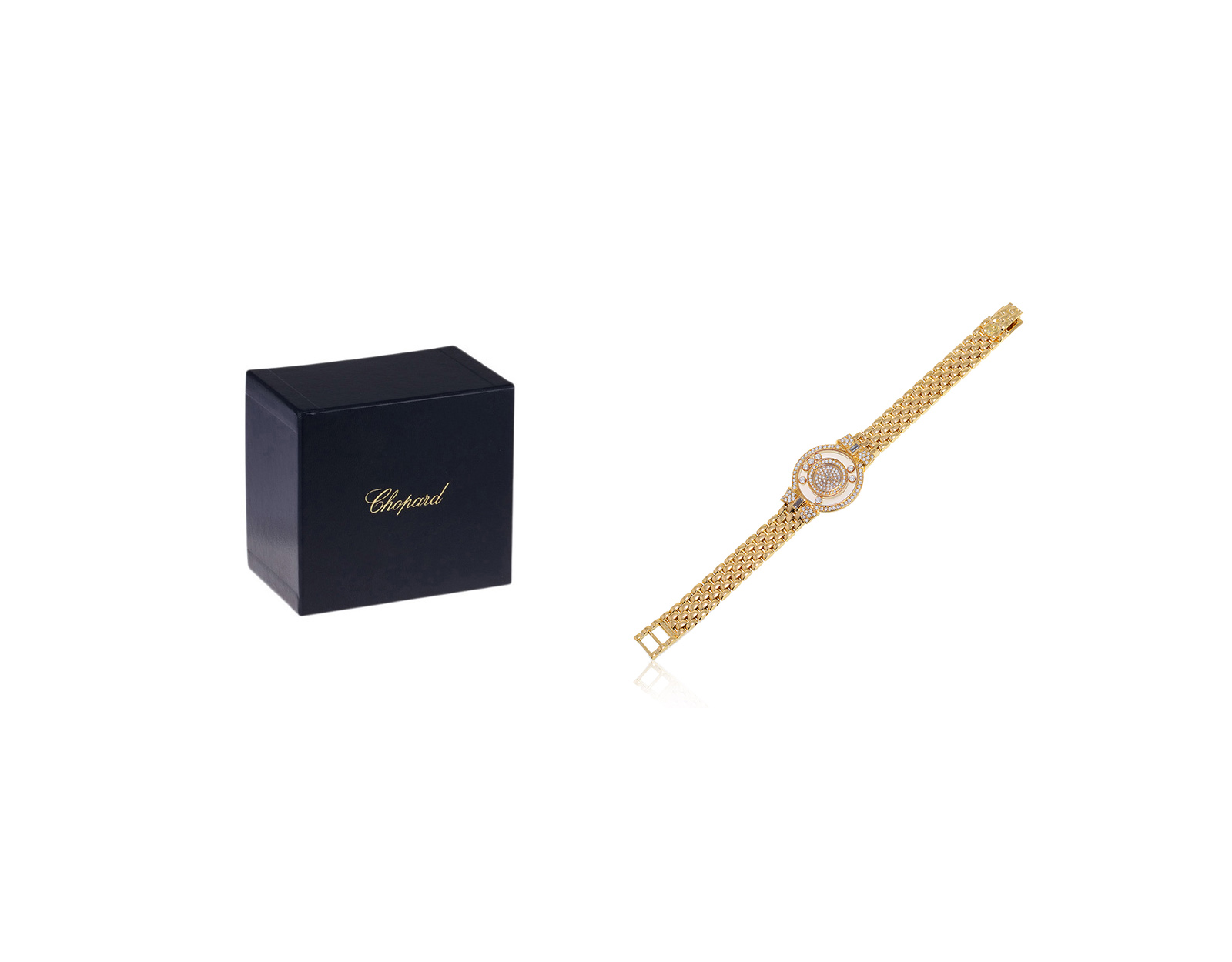 Оригинальные золотые часы с бриллиантами 1.54ct Chopard Happy Diamonds