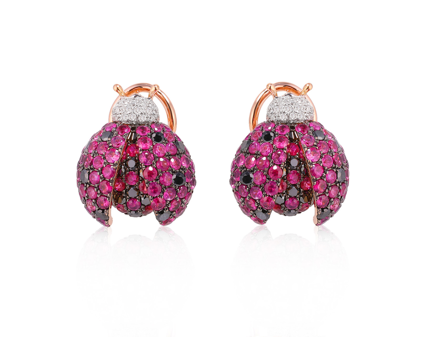 Золотые серьги с рубинами 3.05ct и бриллиантами 0.80ct 301025/12