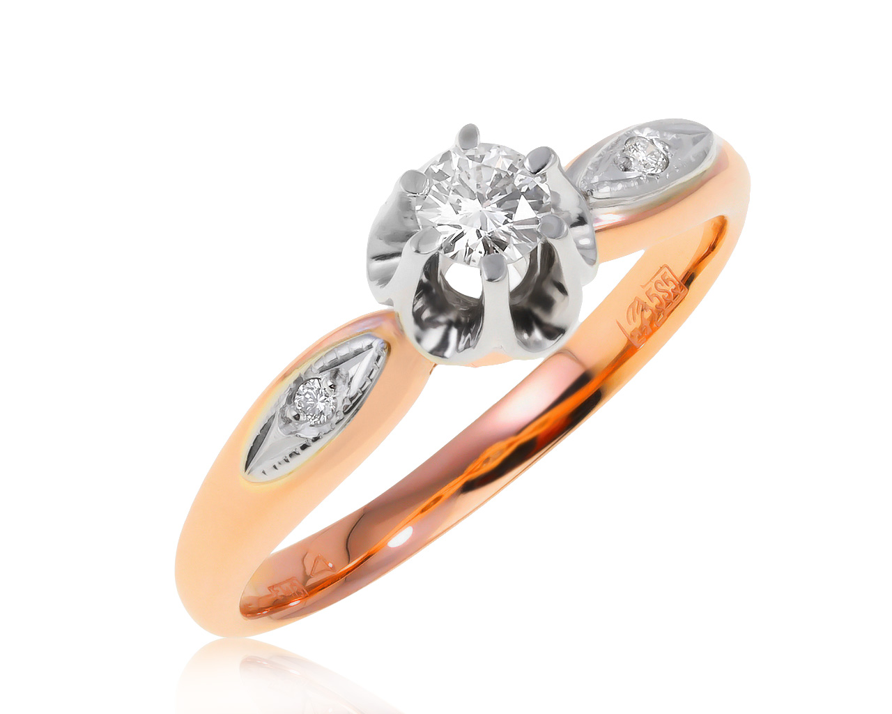 Изящное золотое кольцо с бриллиантами 0.22ct 260521/5