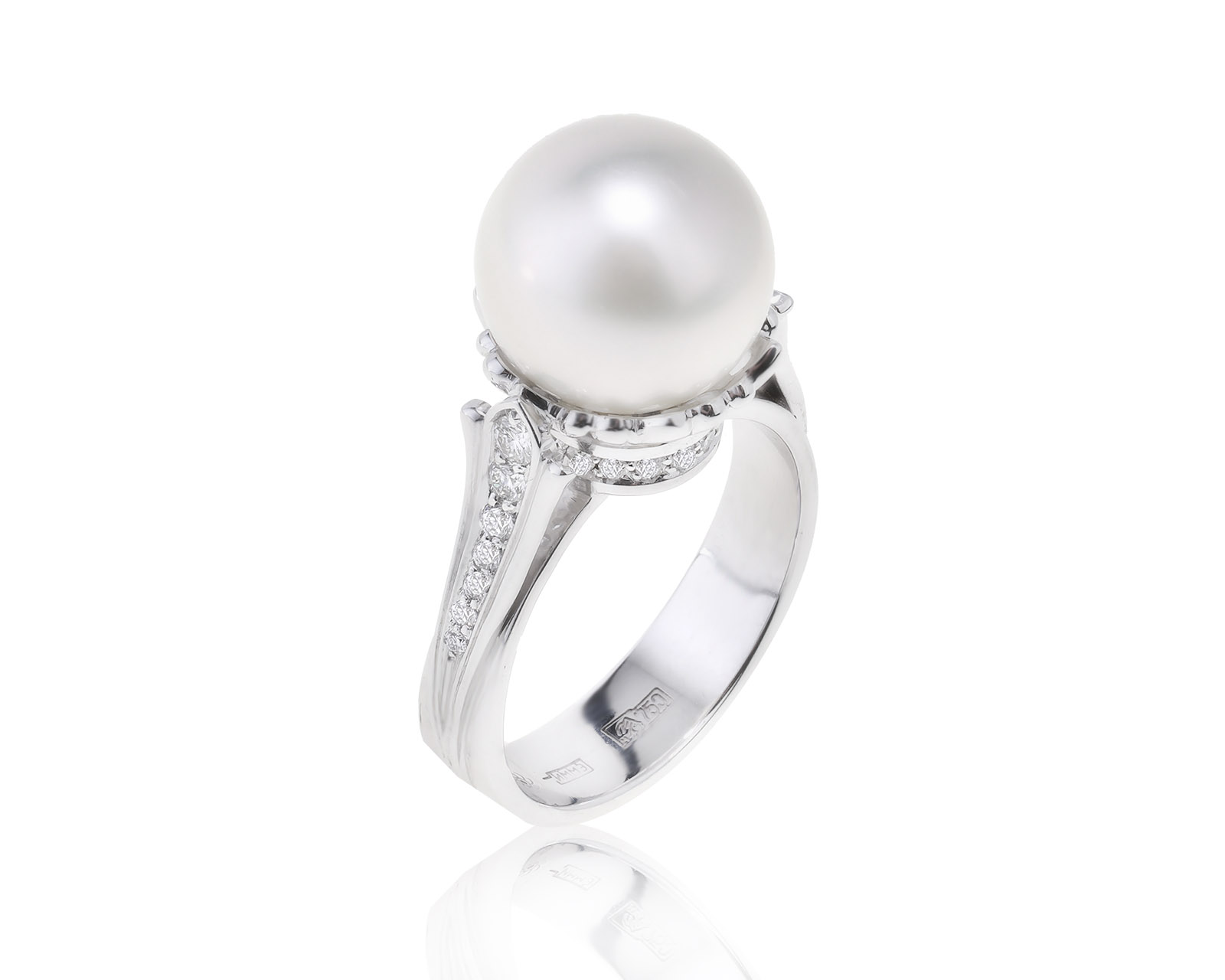 Роскошное золотое кольцо с жемчугом 11.30 мм 060323/15