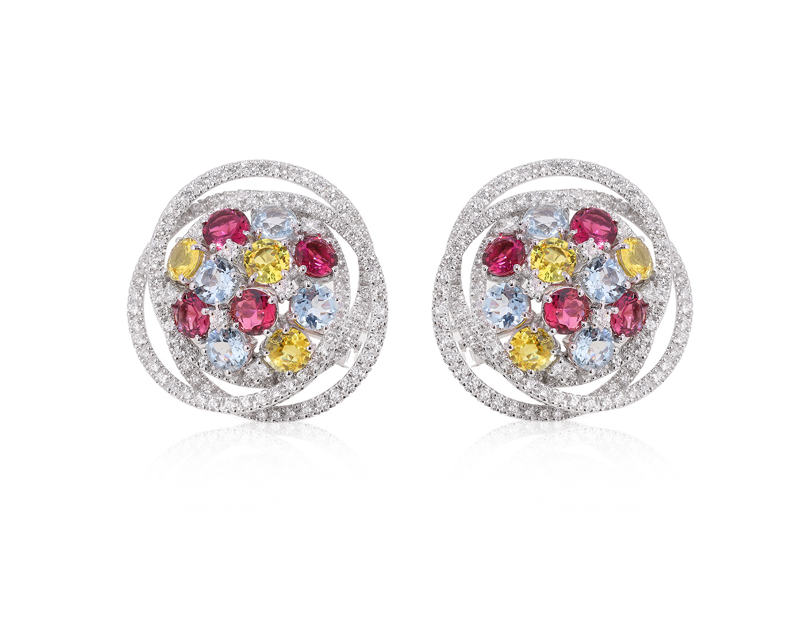 Оригинальные золотые серьги с цветными камнями 11.46ct Leo Pizzo 091124/17