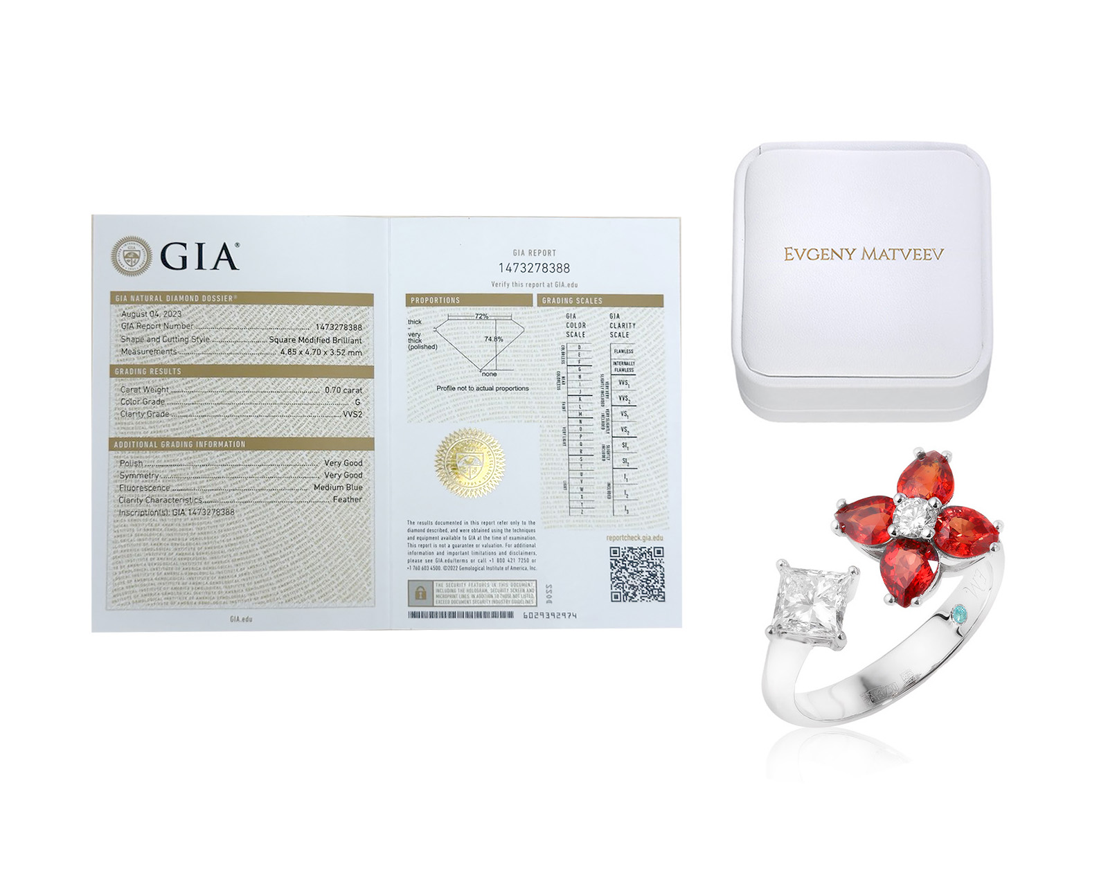 Золотое кольцо с бриллиантами 0.81ct и сапфирами 1.74ct Evgeny Matveev