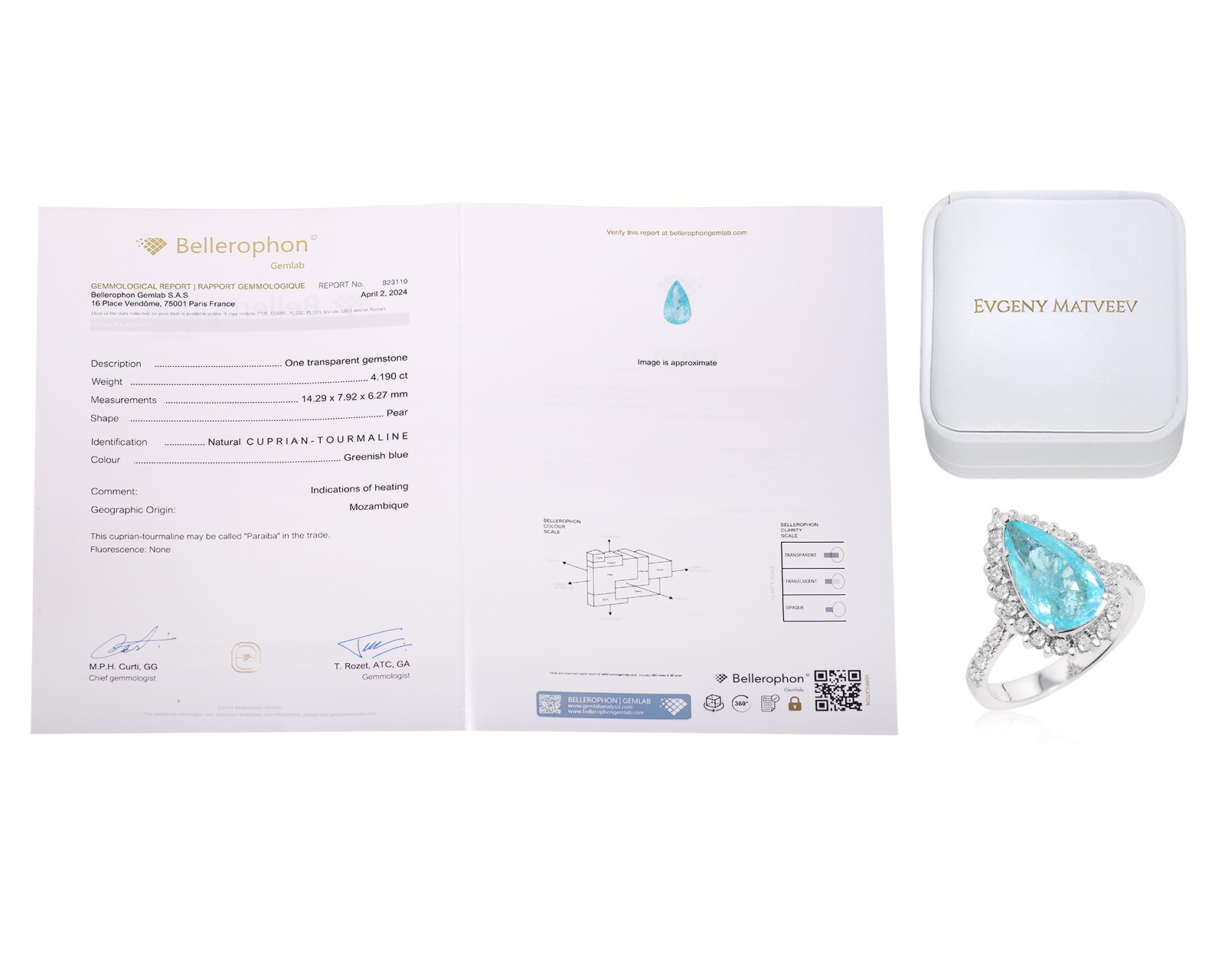 Золотое кольцо с турмалинами параиба 4.20ct Evgeny Matveev