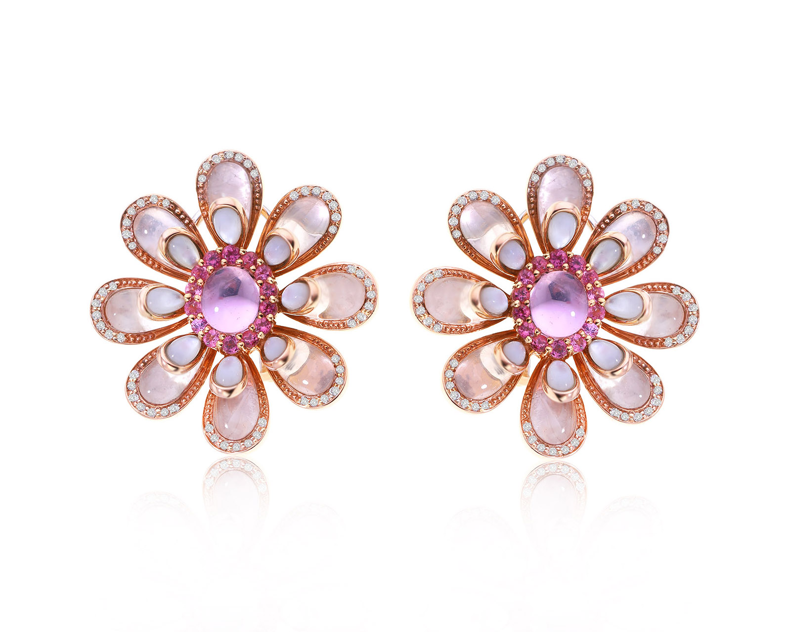 Золотые серьги с цветными камнями и бриллиантами 0.35ct 020424/2