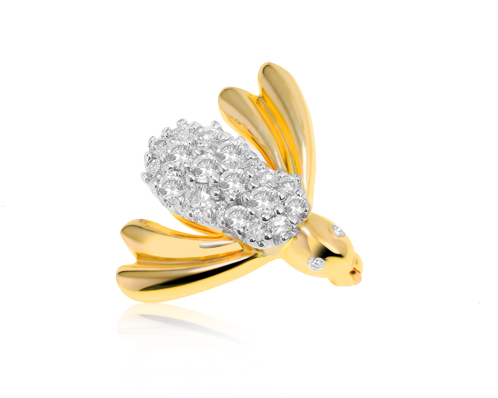 Богатая золотая брошь с бриллиантами 0.70ct