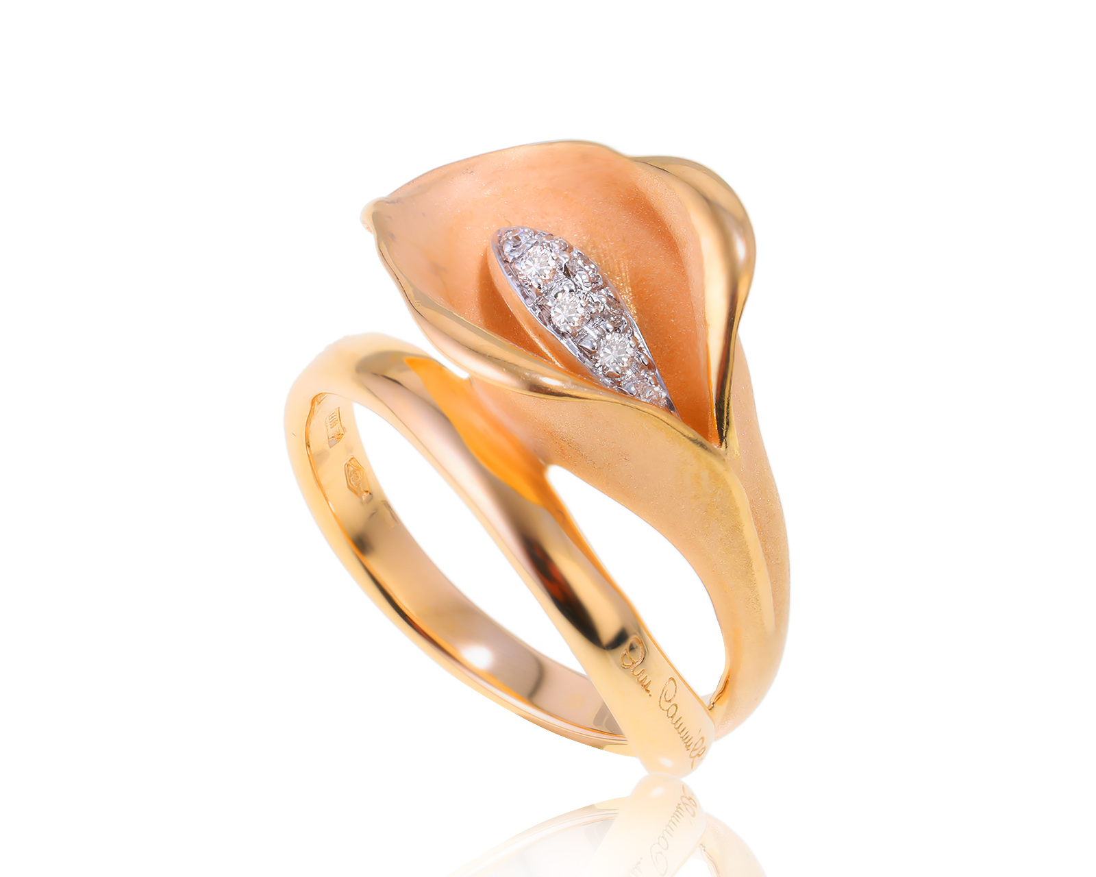 Оригинальное золотое кольцо с бриллиантами 0.08ct Annamaria Cammilli Calla 310324/7