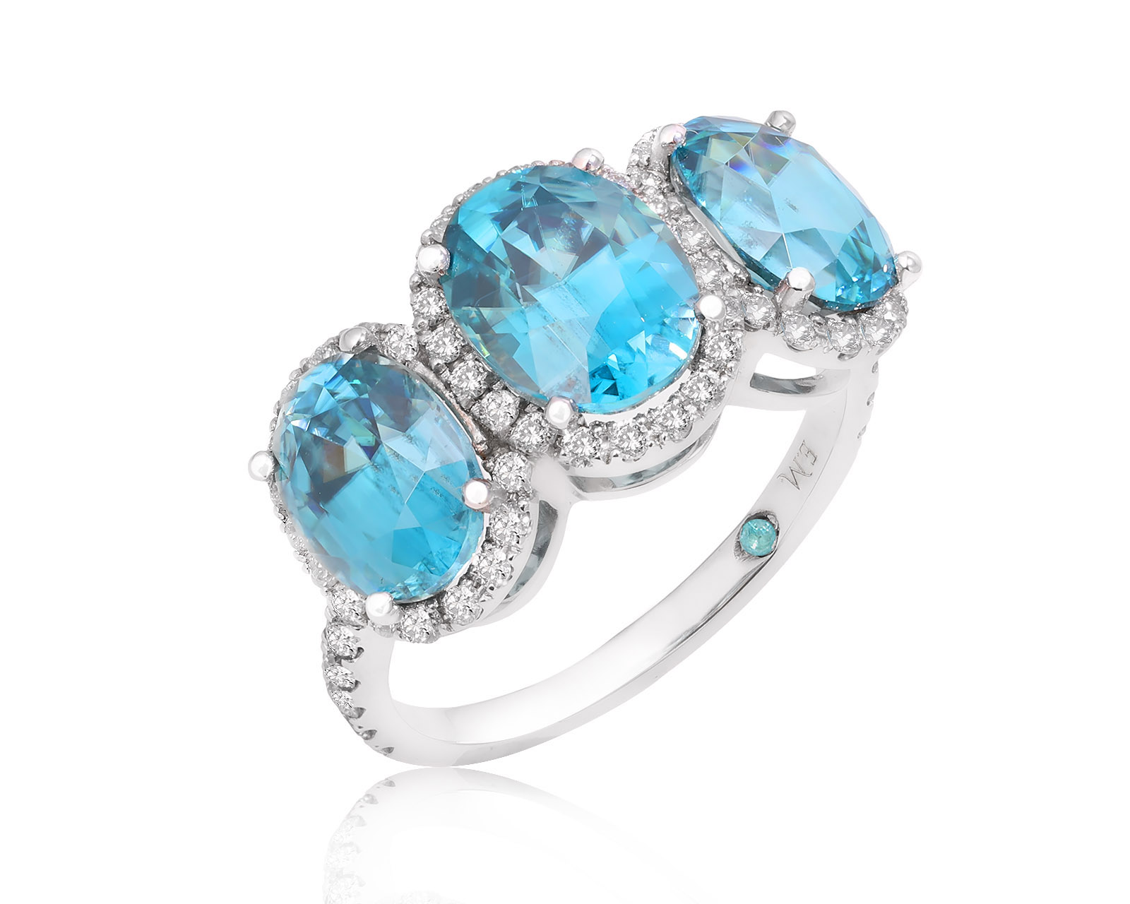 Золотое кольцо с голубыми цирконами 7.93ct Evgeny Matveev 140325/Б102