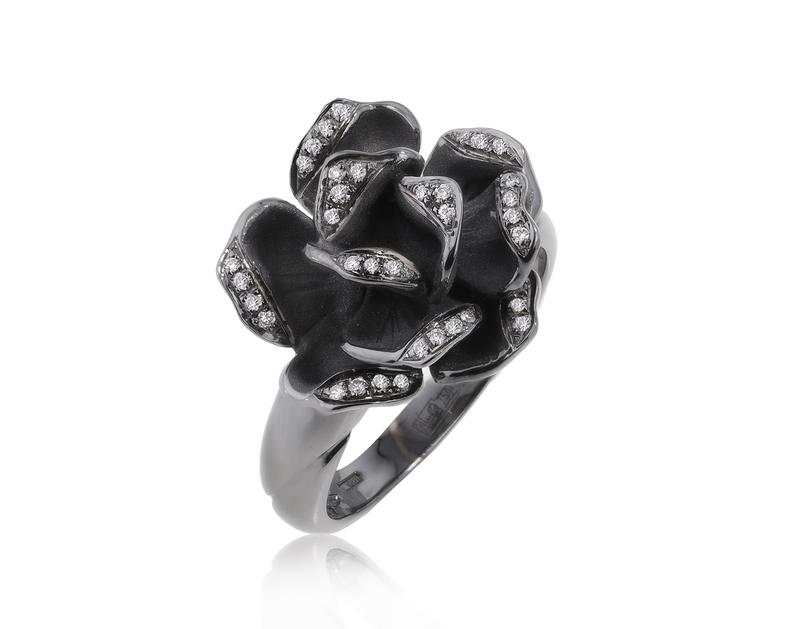 Оригинальное золотое кольцо с бриллиантами 0.15ct Annamaria Cammilli Black Rose 280824/7