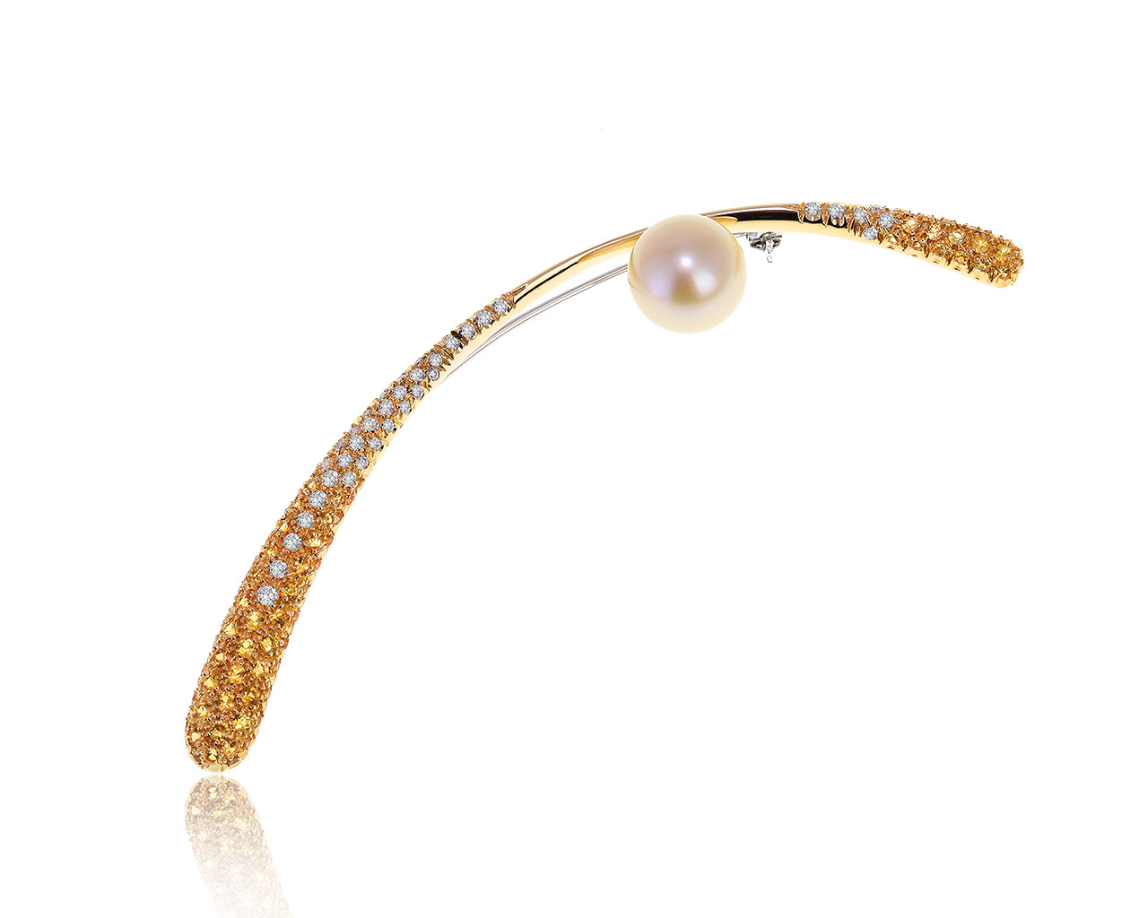 Оригинальная золотая брошь с жемчугом 11.80 мм Stefan Hafner 090221/2