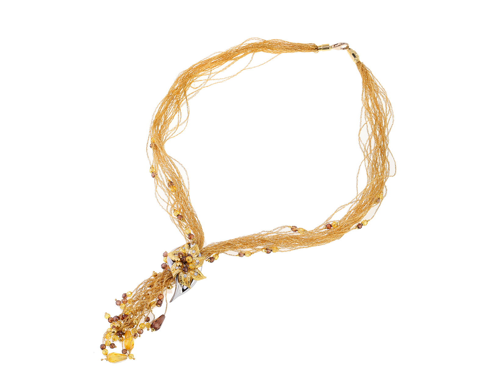 Золотое колье с гранатами 46.50ct и бриллиантами 0.21ct 290523/12